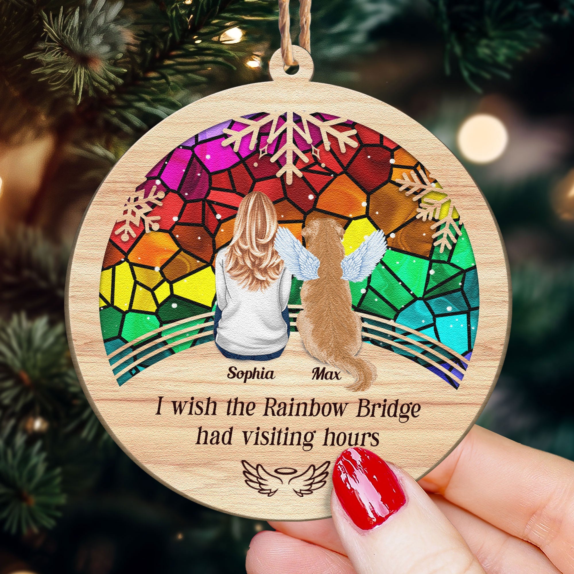 The Rainbow Bridge Pet Memorial - Personalized Circle Shaped Wooden Or ...