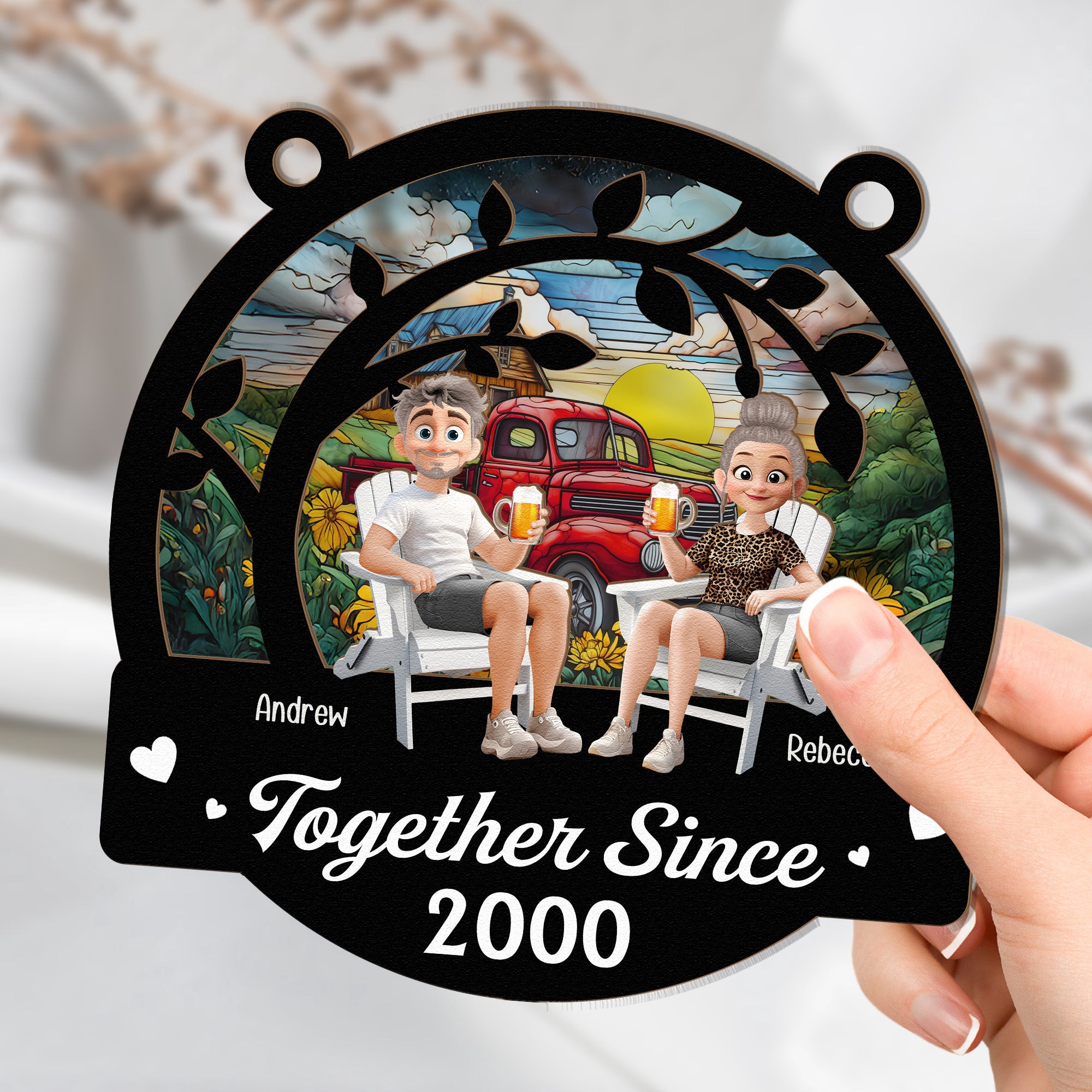 Together Since Couple Anniversary - Personalized Window Hanging Suncatcher Ornament