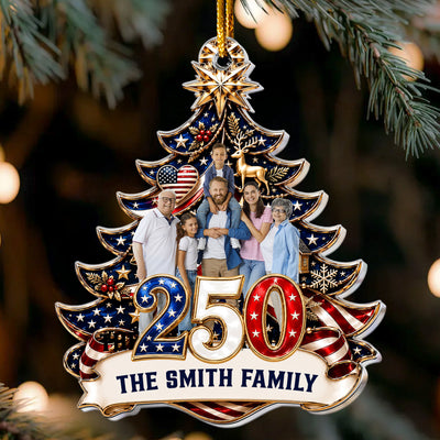 250th Anniversary Custom Family Photo & Name Usa Patriotic Keepsake Gifts - Personalized Ornament
