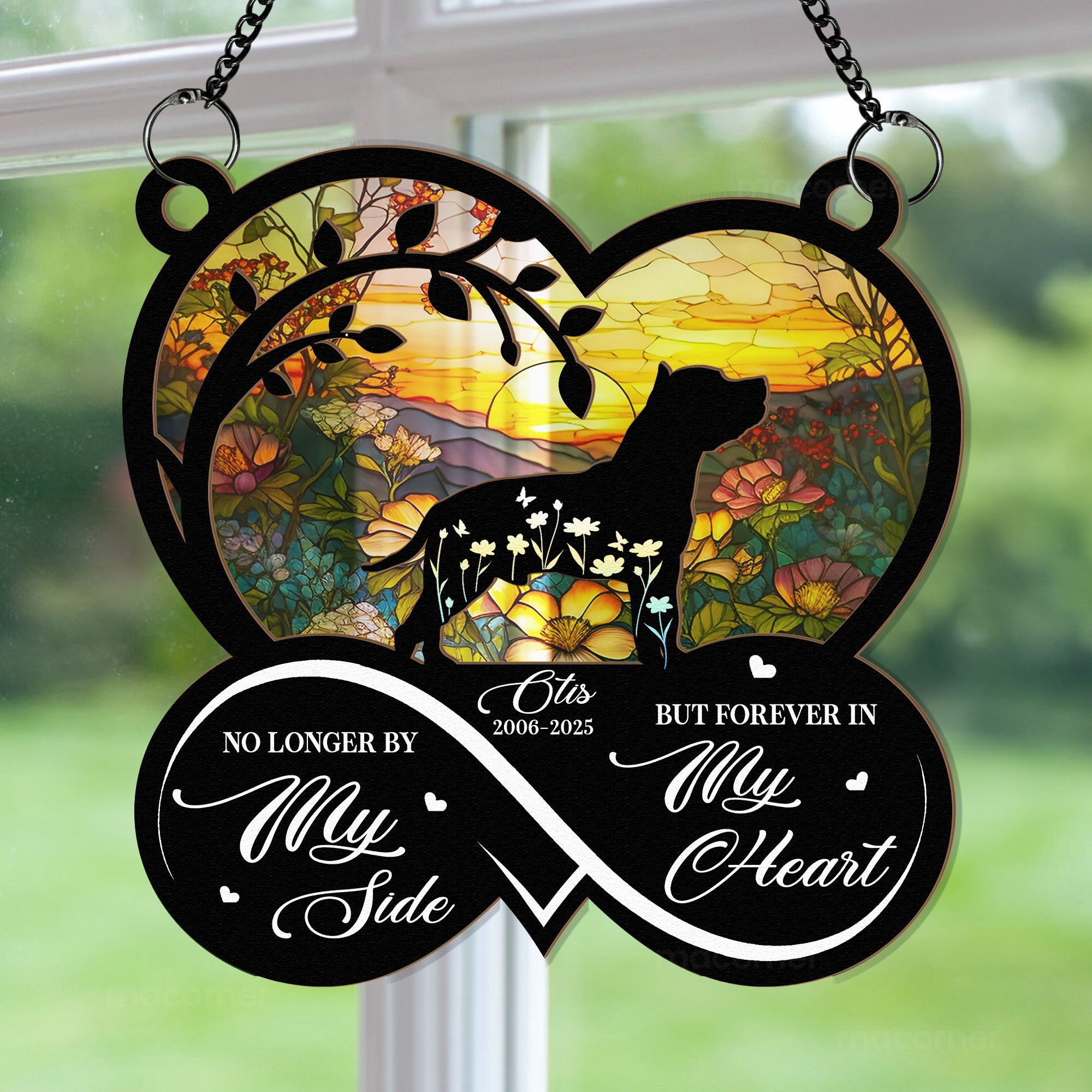 Forever In My Heart Dog Loss - Personalized Window Hanging Suncatcher Ornament