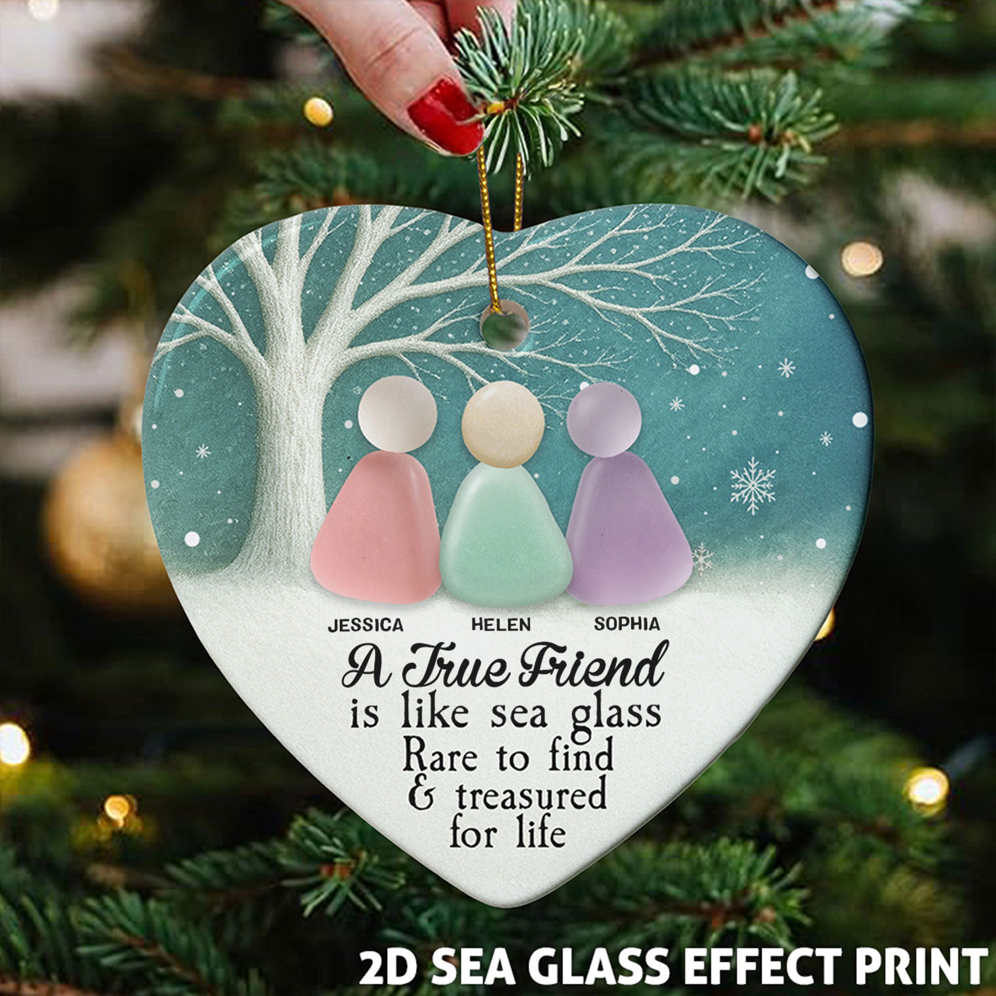 2D Sea Glass Effect Printed Thank You Friendship Gifts - Personalized Ceramic Ornament