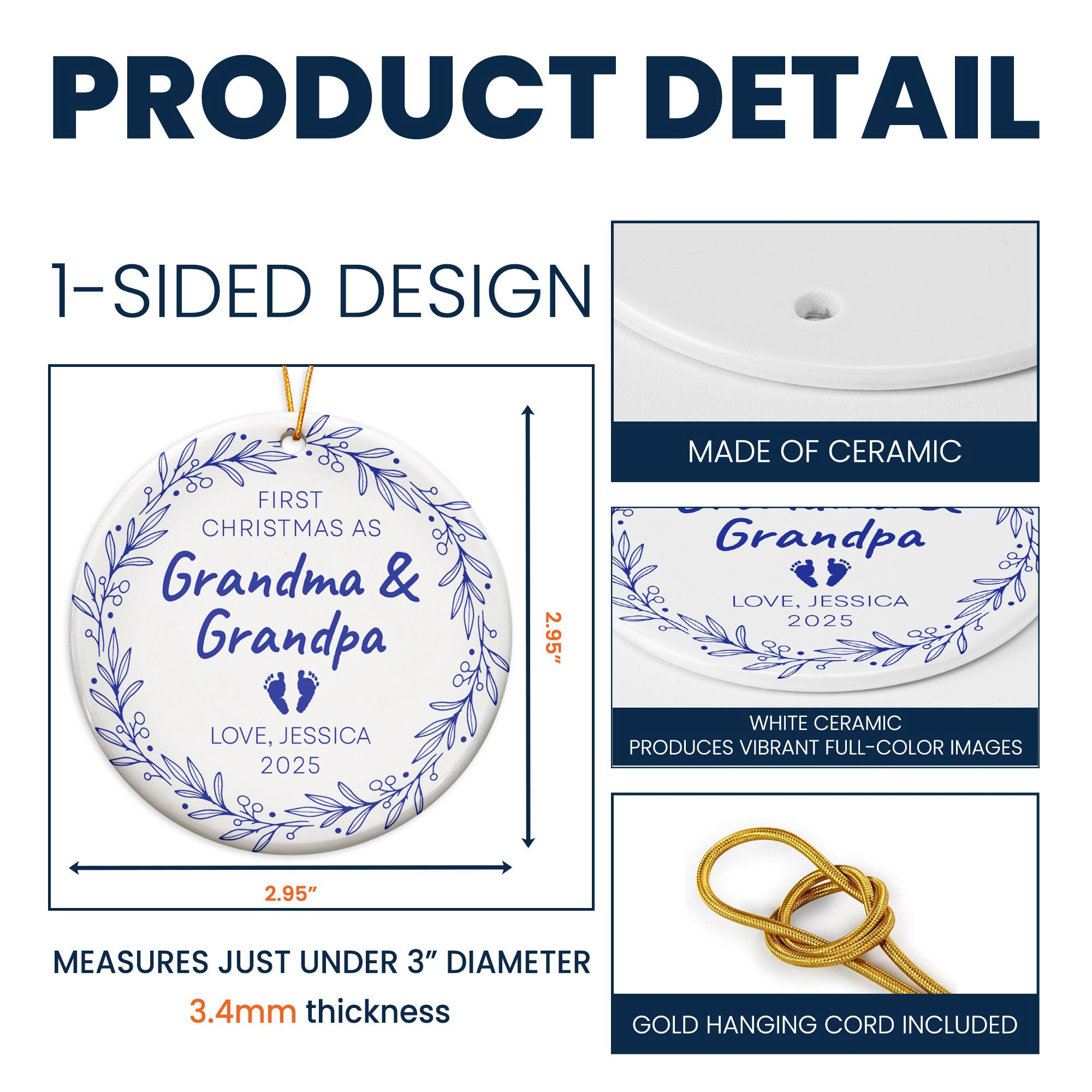 First Christmas As Grandma & Grandpa - Personalized Ceramic Ornament