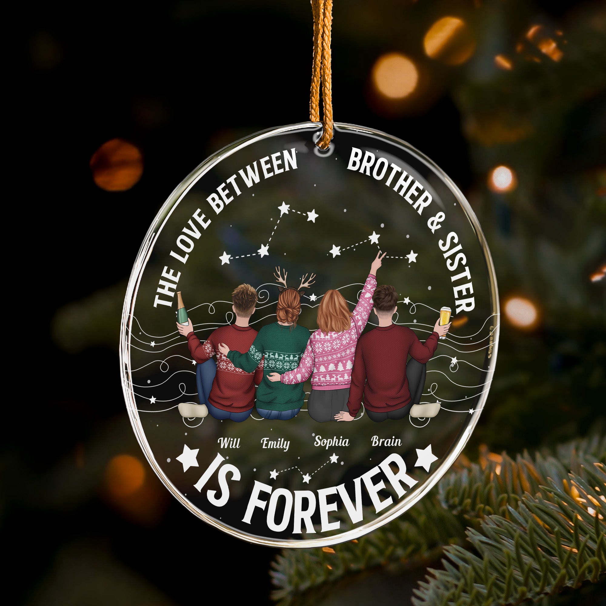 Family, Brothers & Sisters Forever Linked Together - Personalized Acrylic Ornament
