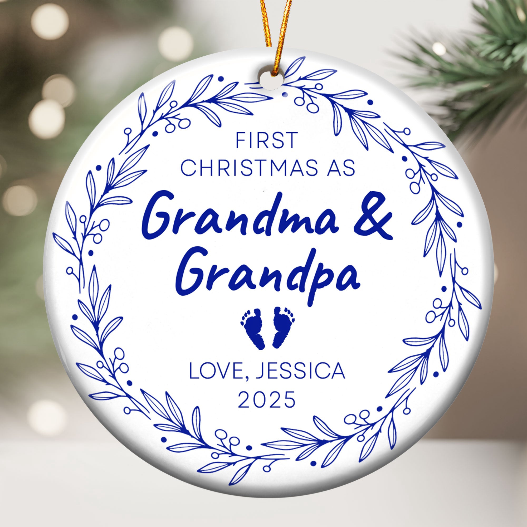 First Christmas As Grandma & Grandpa - Personalized Ceramic Ornament