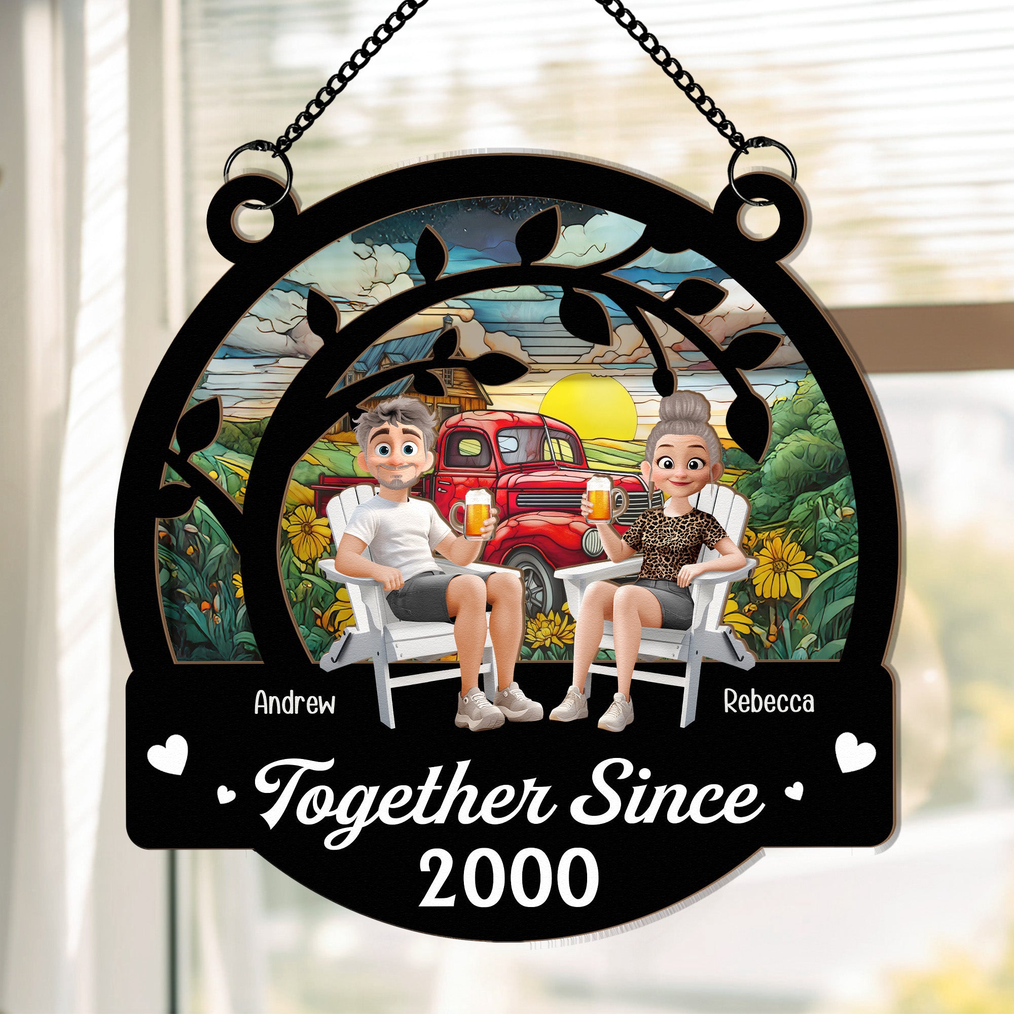Together Since Couple Anniversary - Personalized Window Hanging Suncatcher Ornament