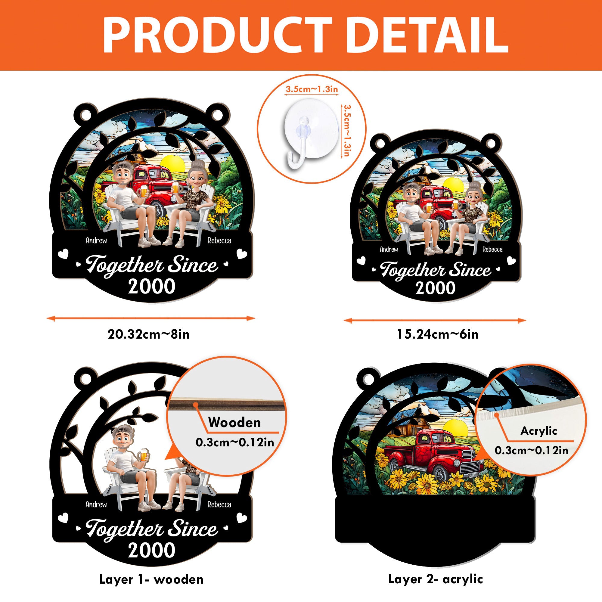 Together Since Couple Anniversary - Personalized Window Hanging Suncatcher Ornament