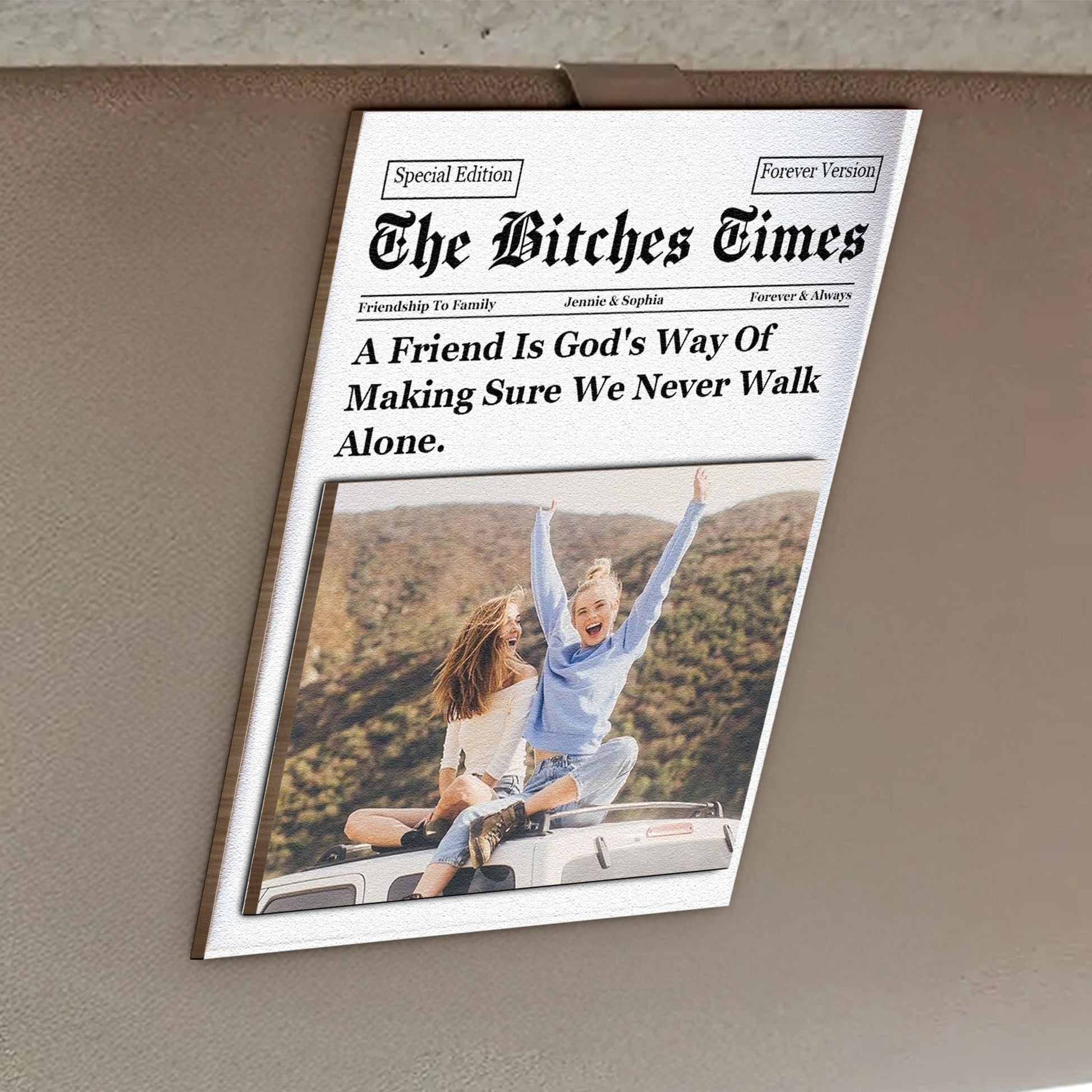 A-Friend-Is-God_s-Way-Of-Making-Sure-We-Never-Walk-Alone-Personalized-Photo-Wooden-Car-Visor-Clip_3