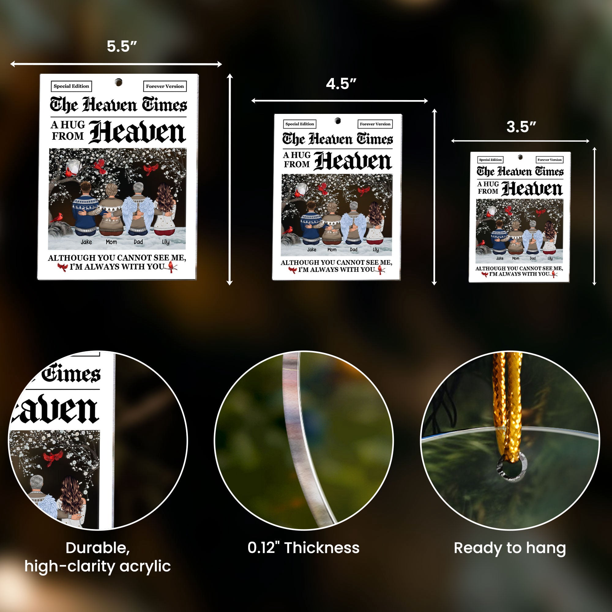 A Hug From Heaven I'm Always With You - Personalized Acrylic Ornament