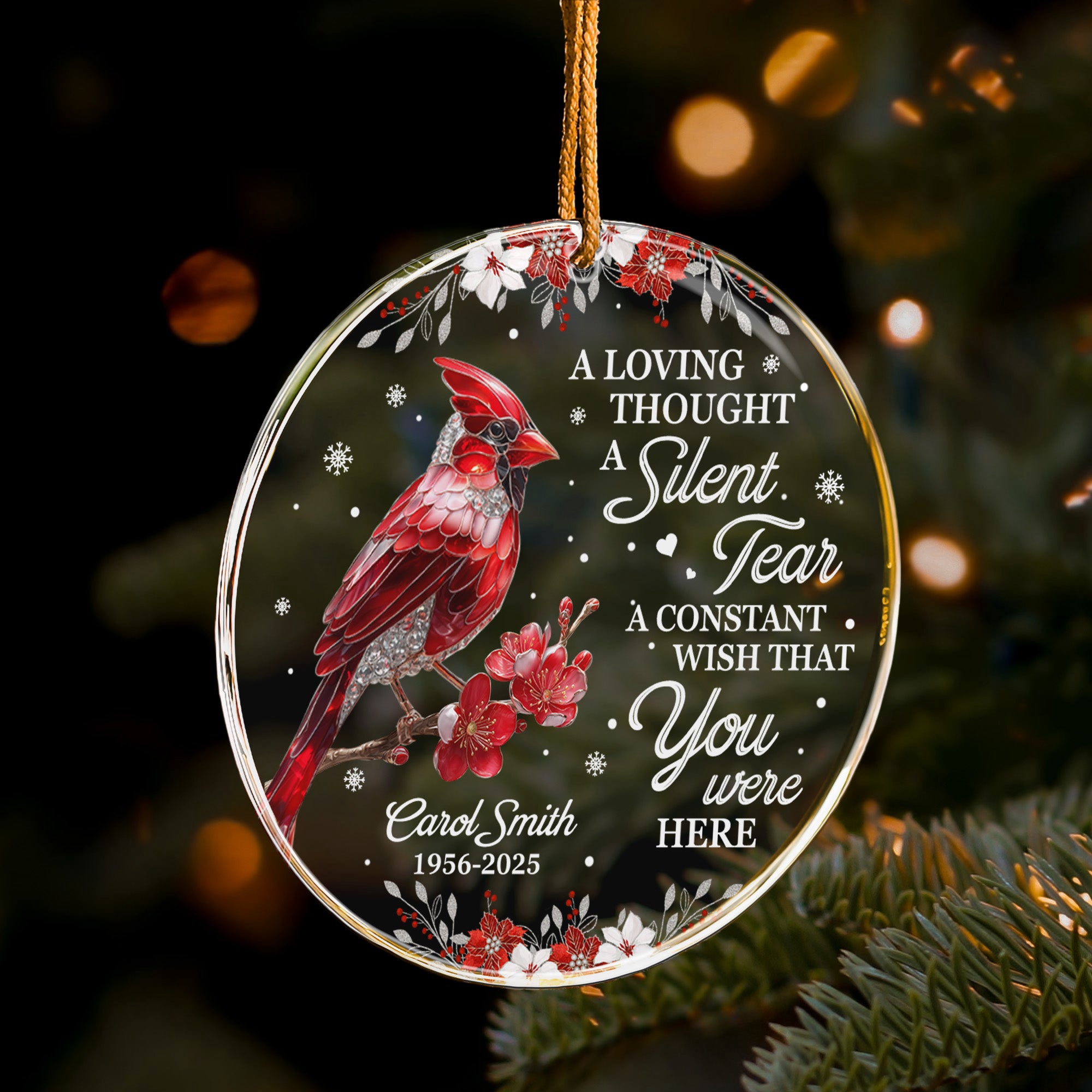 A Silent Tear Cardinal, Hummingbird, Dragonfly, Butterfly Memorial - Personalized Acrylic Ornament