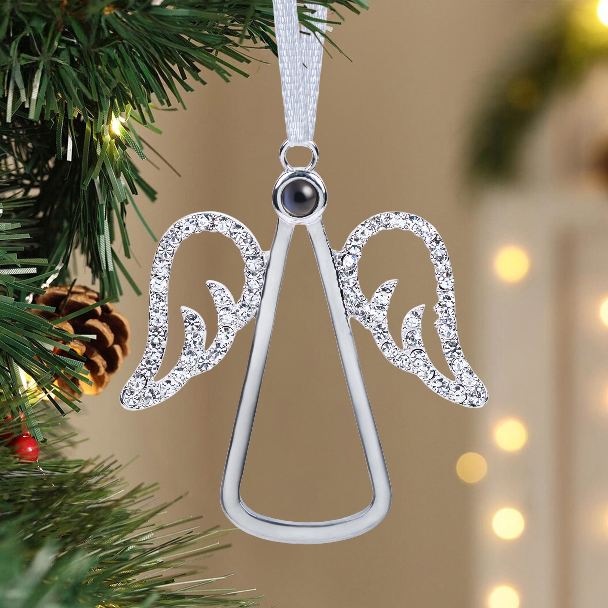 Angel-Shaped Keepsake - Personalized Photo Projection Ornament