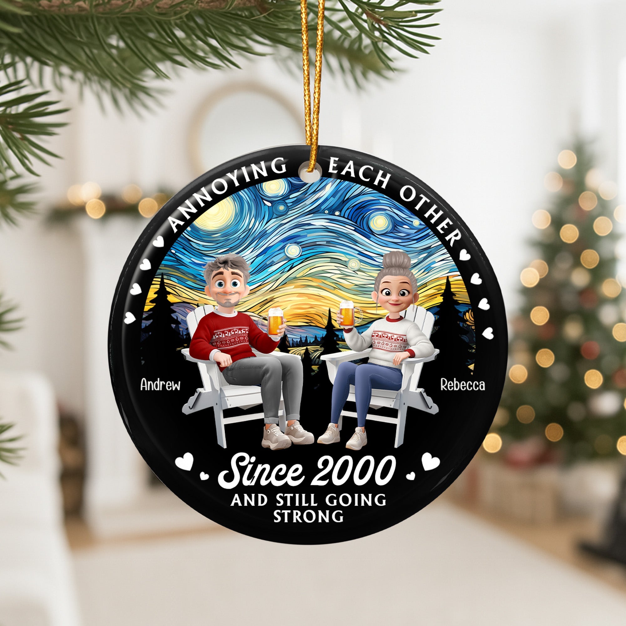Annoying Each Other Couple Christmas Ornament - Personalized Ceramic Ornament