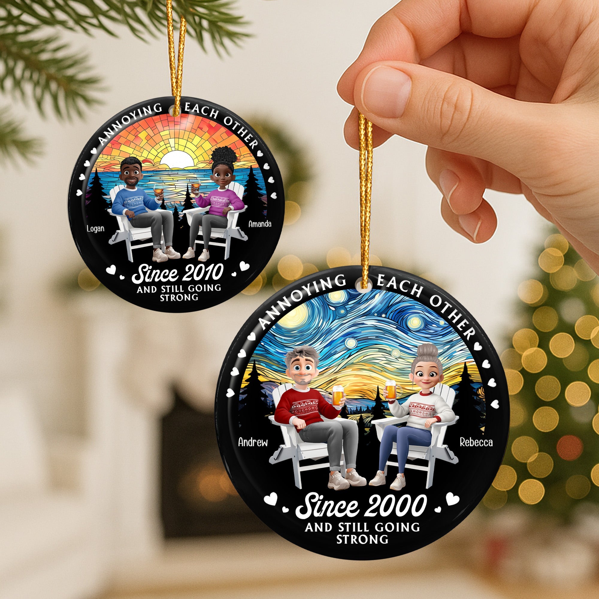 Annoying Each Other Couple Christmas Ornament - Personalized Ceramic Ornament