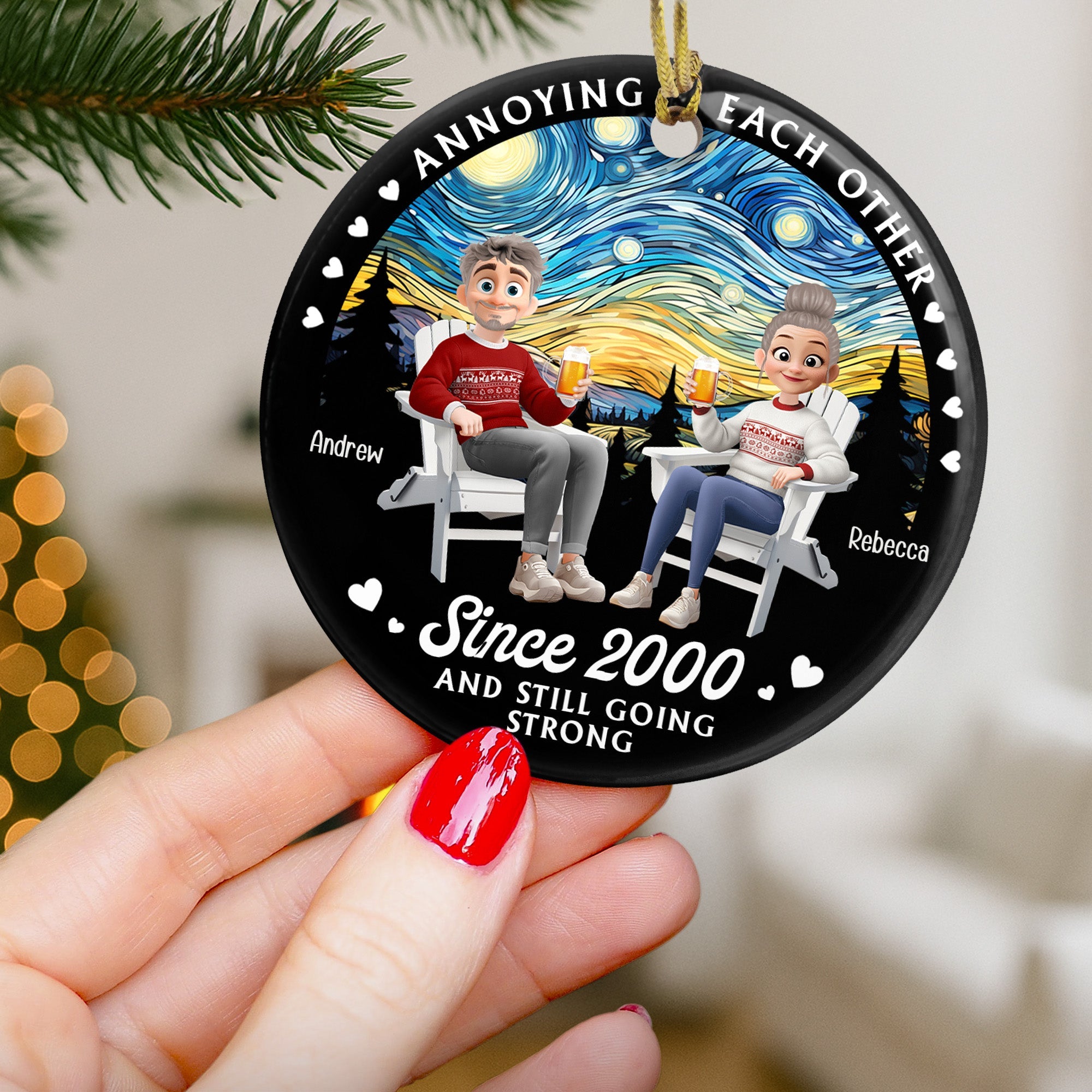 Annoying Each Other Couple Christmas Ornament - Personalized Ceramic Ornament