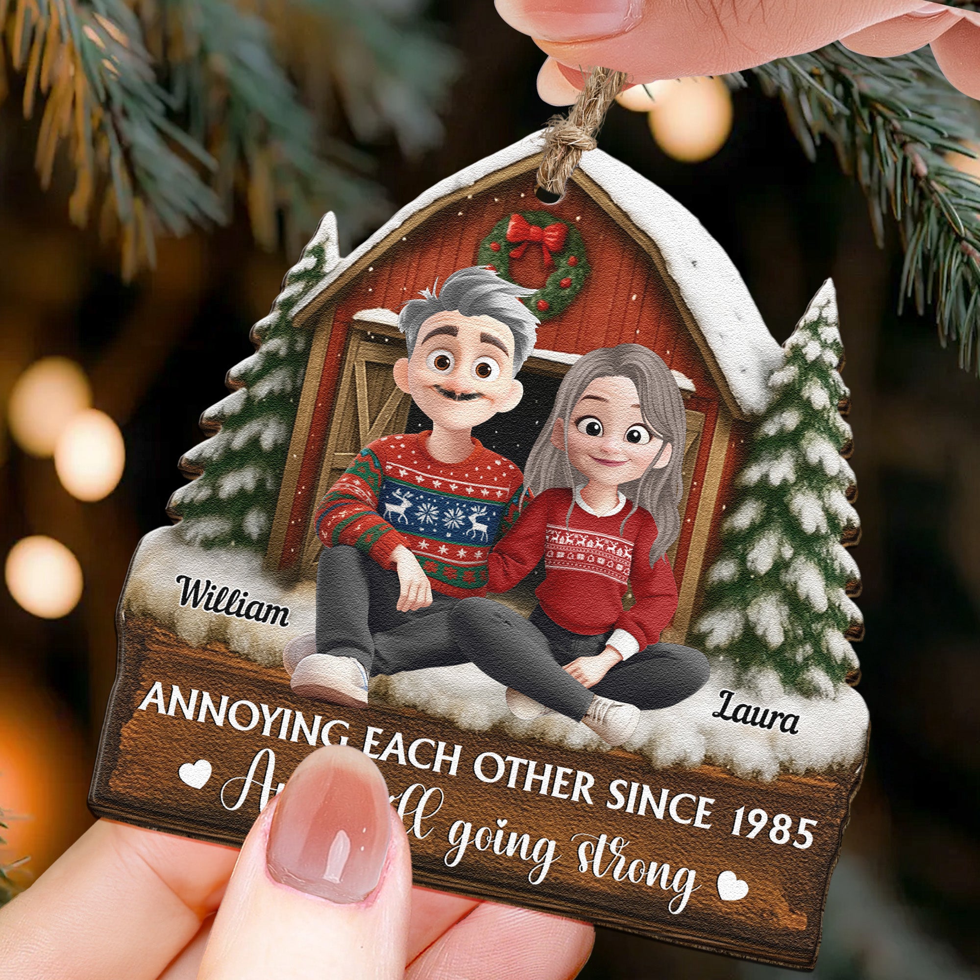 Annoying Each Other Since & Still Going Strong - Personalized Wooden Ornament