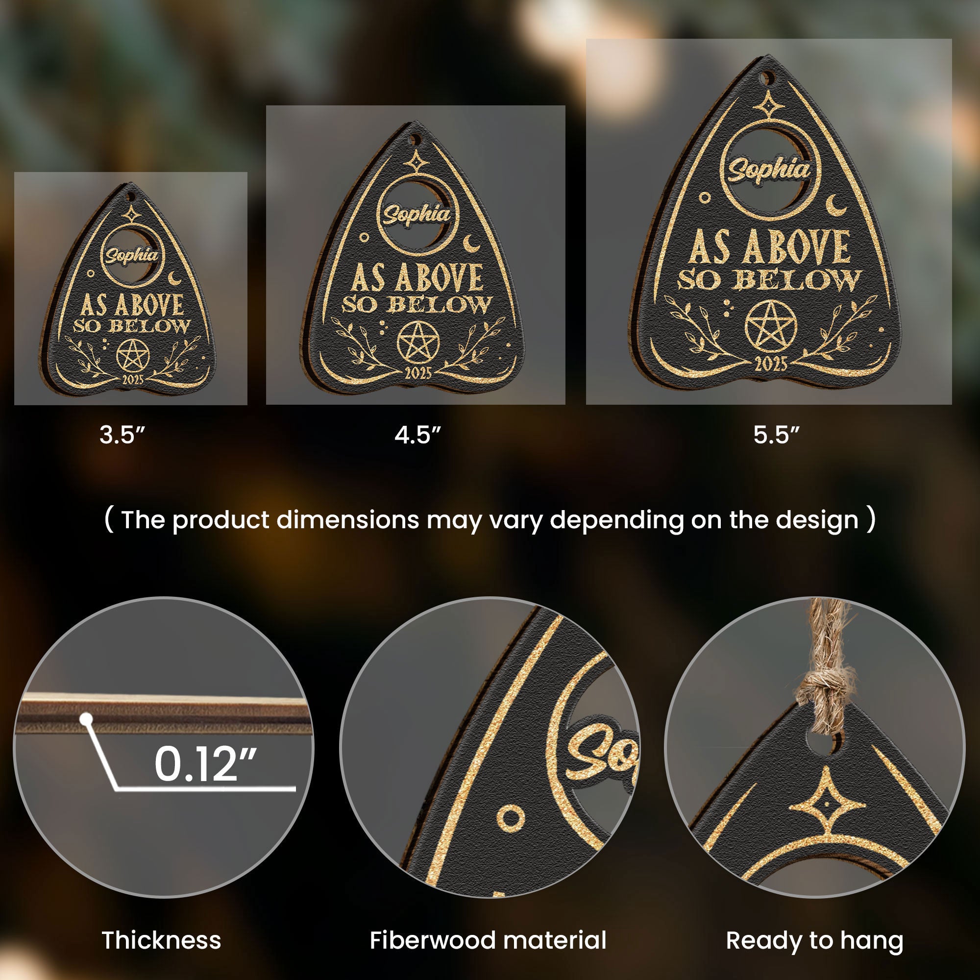 As Above So Below Planchette - Personalized Wooden Ornament