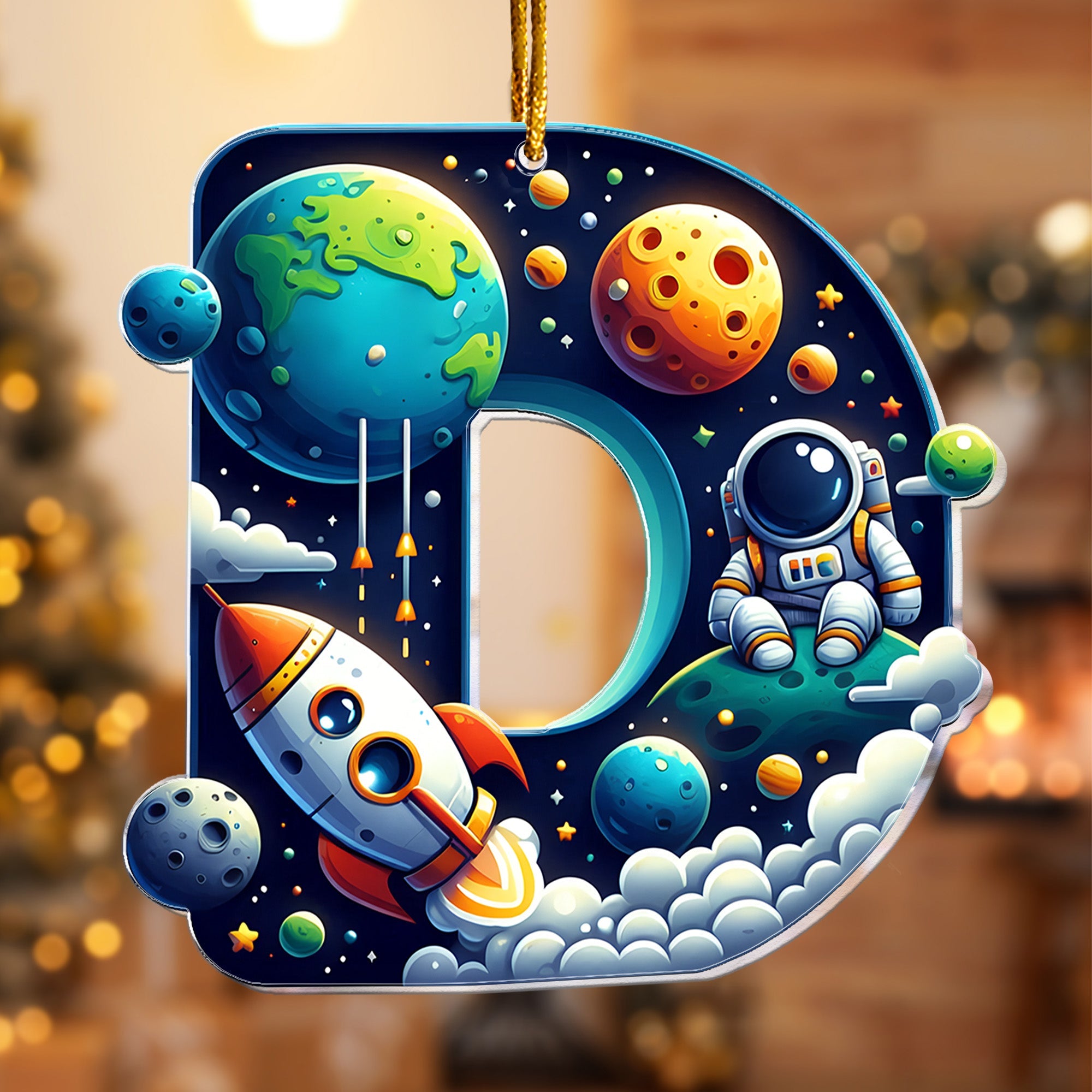 Astronaut Space Theme Letters For Kid Christmas Gift - Personalized Acrylic Ornament