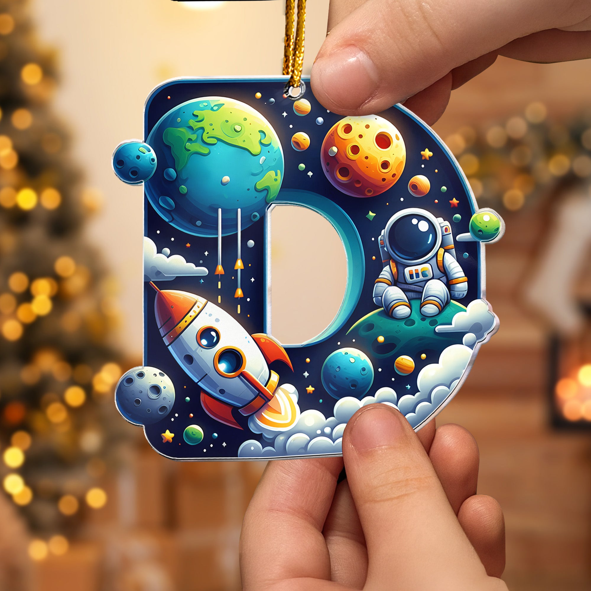Astronaut Space Theme Letters For Kid Christmas Gift - Personalized Acrylic Ornament