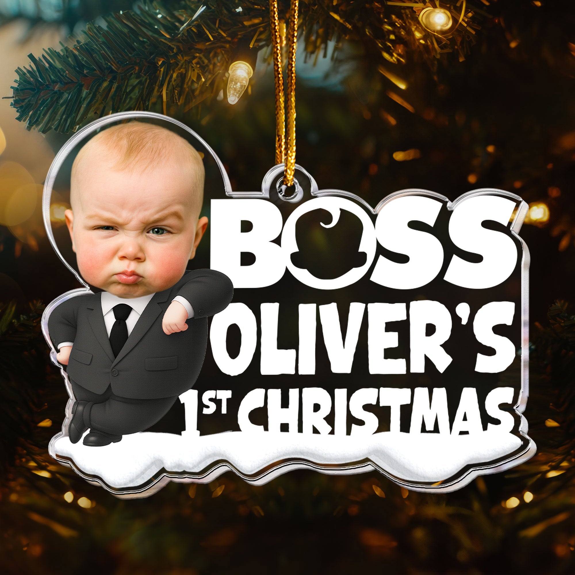 Baby 1st Christmas Cute Baby - Personalized Acrylic Photo Ornament