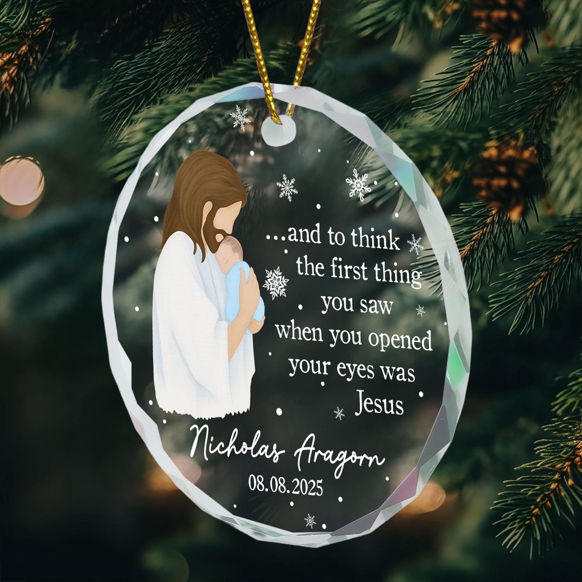 Baby Of Jesus Keepsake Infant Loss Sympathy Gift - Personalized Glass Ornament