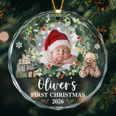 Baby First Christmas Custom Photo For New Mom, Dad, 1st Parents - Personalized Ornament
