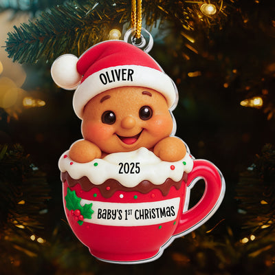 Baby's 1st Christmas Cute Little Gingerbread - Personalized Acrylic Ornament