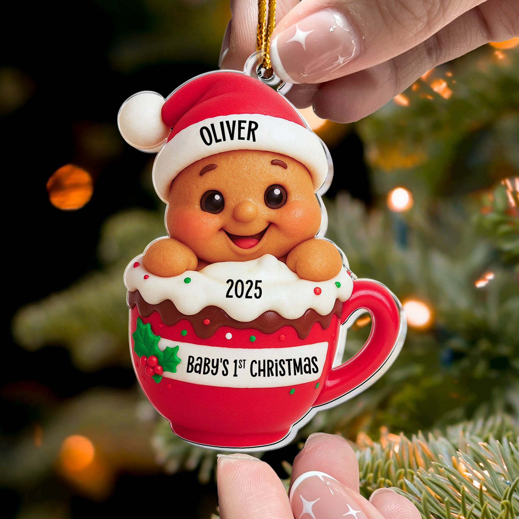 Baby's 1st Christmas Cute Little Gingerbread - Personalized Acrylic Ornament