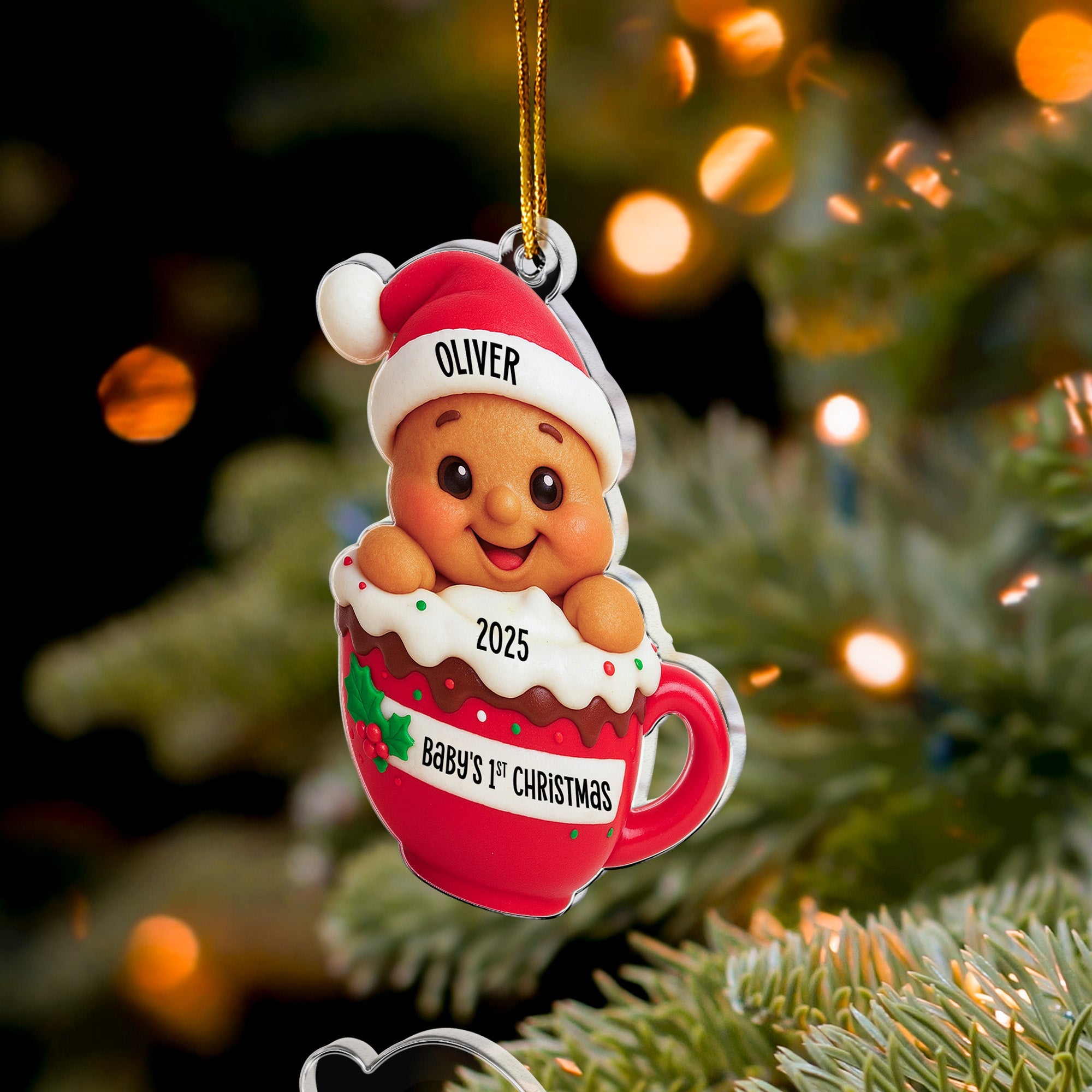 Baby's 1st Christmas Cute Little Gingerbread - Personalized Acrylic Ornament
