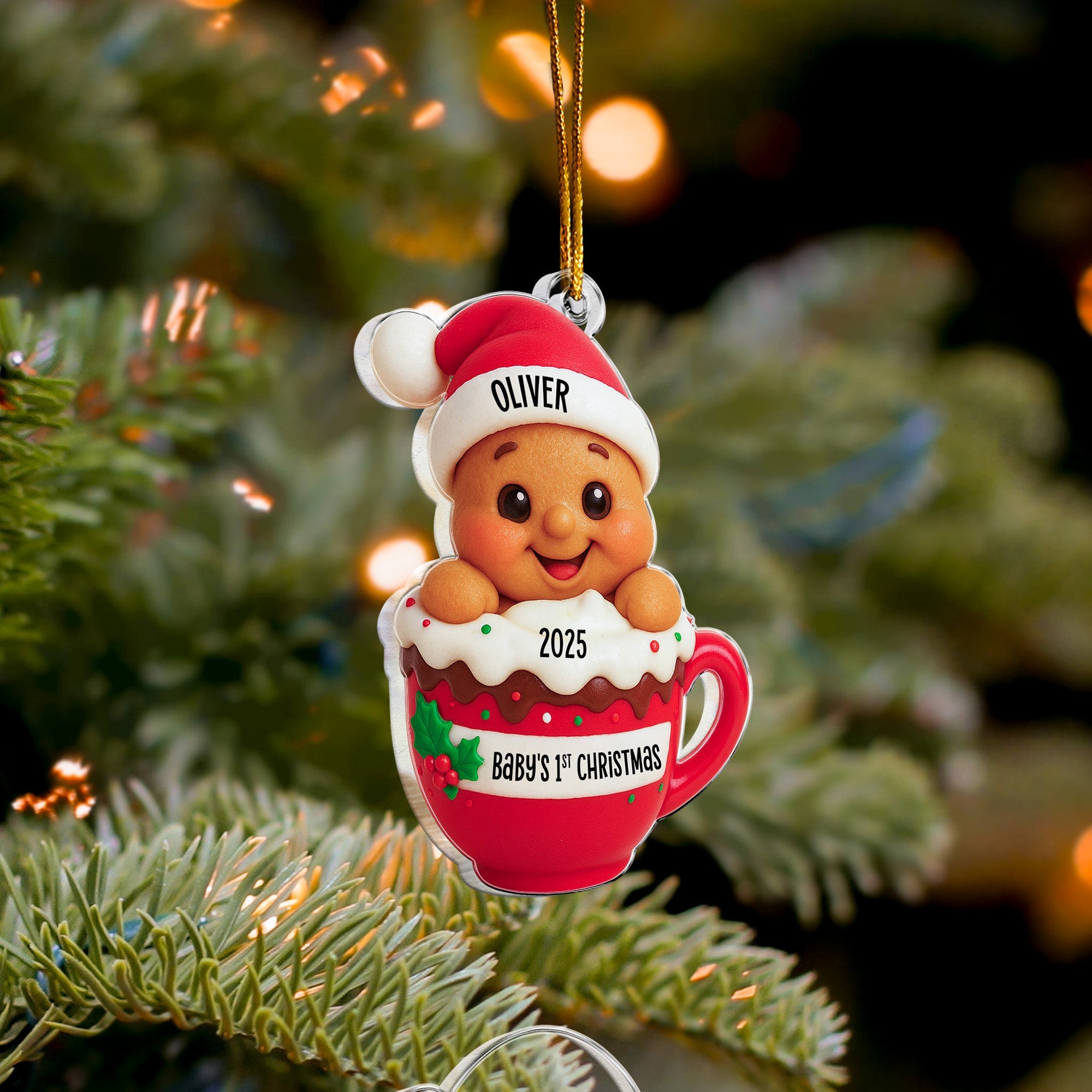 Baby's 1st Christmas Cute Little Gingerbread - Personalized Acrylic Ornament