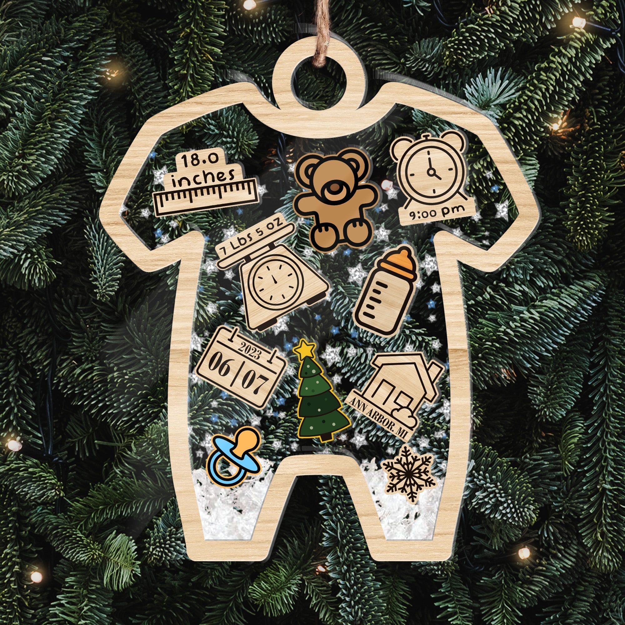 Baby's First Christmas For Grandchild, New Parents - Personalized Shaker Ornament