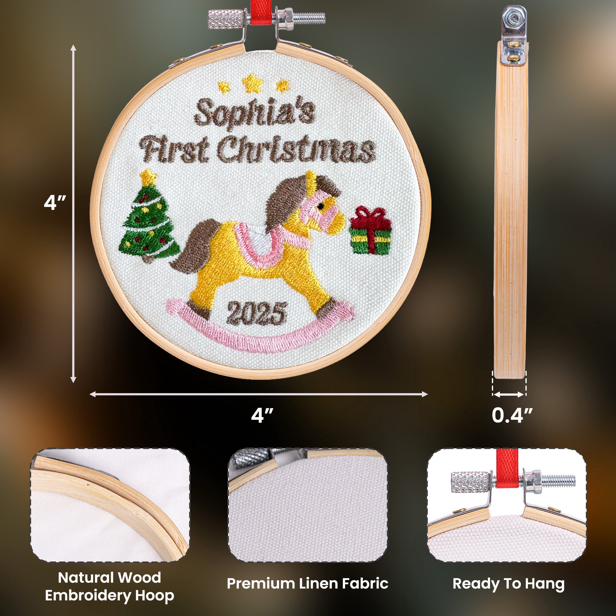 Baby's First Christmas Newborn Gift - Personalized Embroidered Ornament