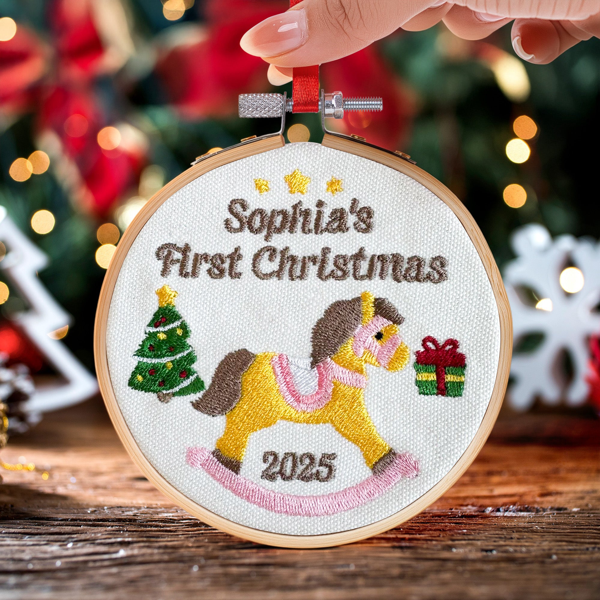 Baby's First Christmas Newborn Gift - Personalized Embroidered Ornament