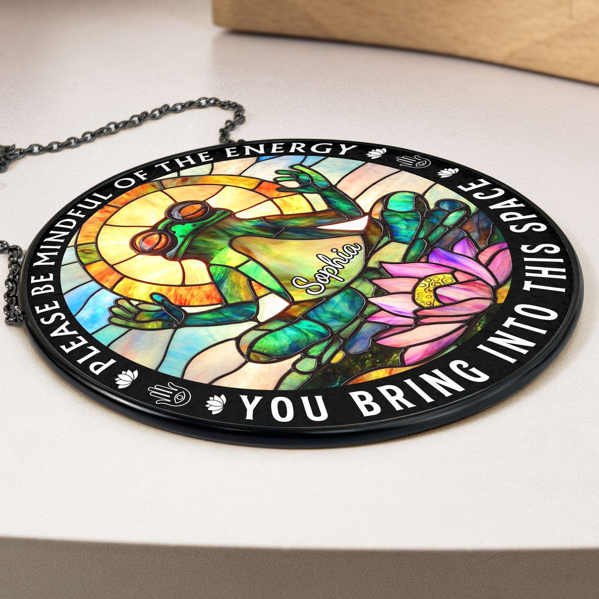 Be-Mindful-Of-The-Energy-Personalized-Stained-Glass-Window-Hanging-Suncatcher_3