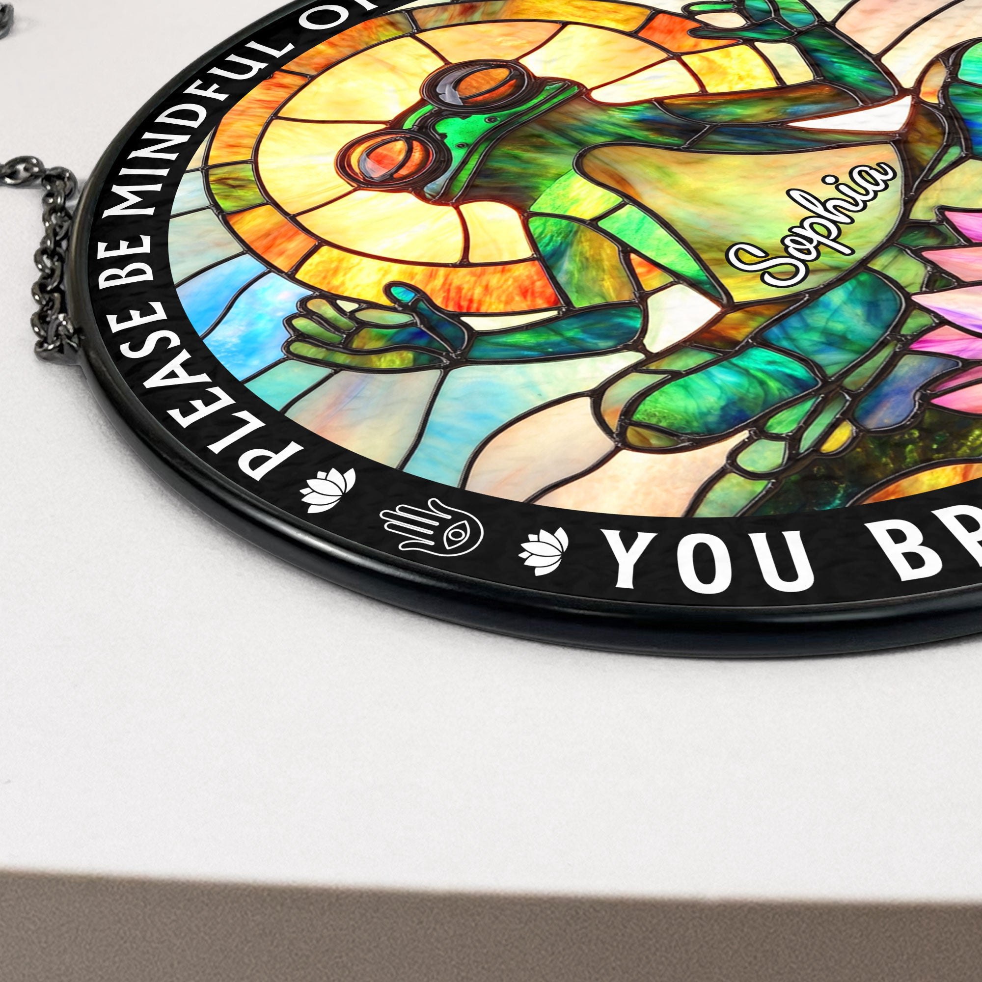 Be-Mindful-Of-The-Energy-Personalized-Stained-Glass-Window-Hanging-Suncatcher_4