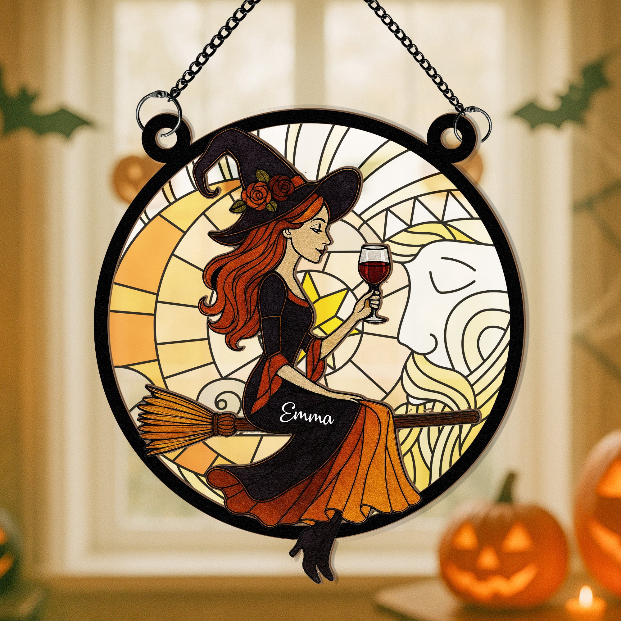 Beautiful-Witch-Drink-Wine-Personalized-Window-Hanging-Suncatcher-Ornament_1