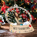 Best Teacher Ever - Gift For Teacher - Personalized Wood And Acrylic Photo Ornament