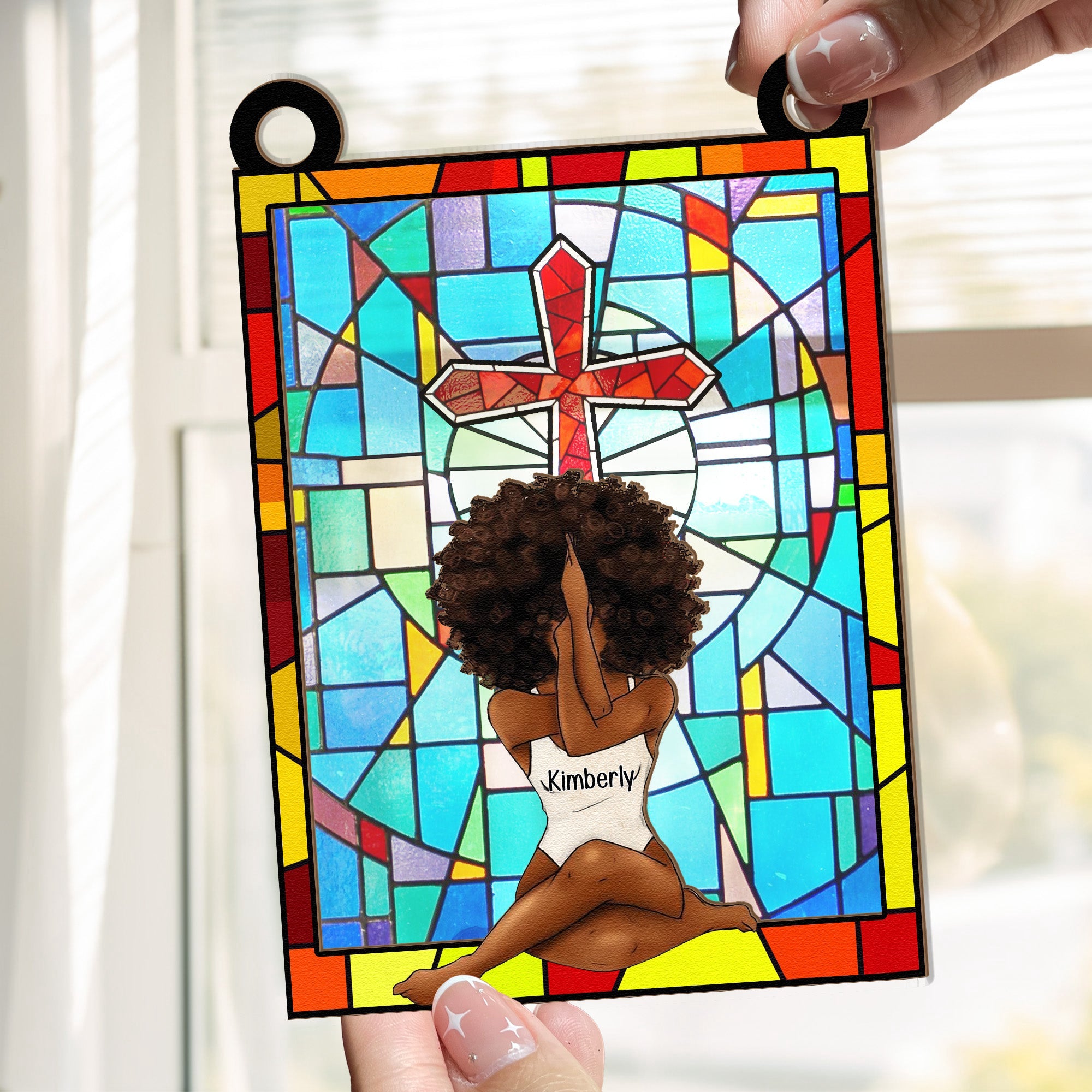 Black-Girl-With-God-Believe-Personalized-Window-Hanging-Suncatcher-Ornament2