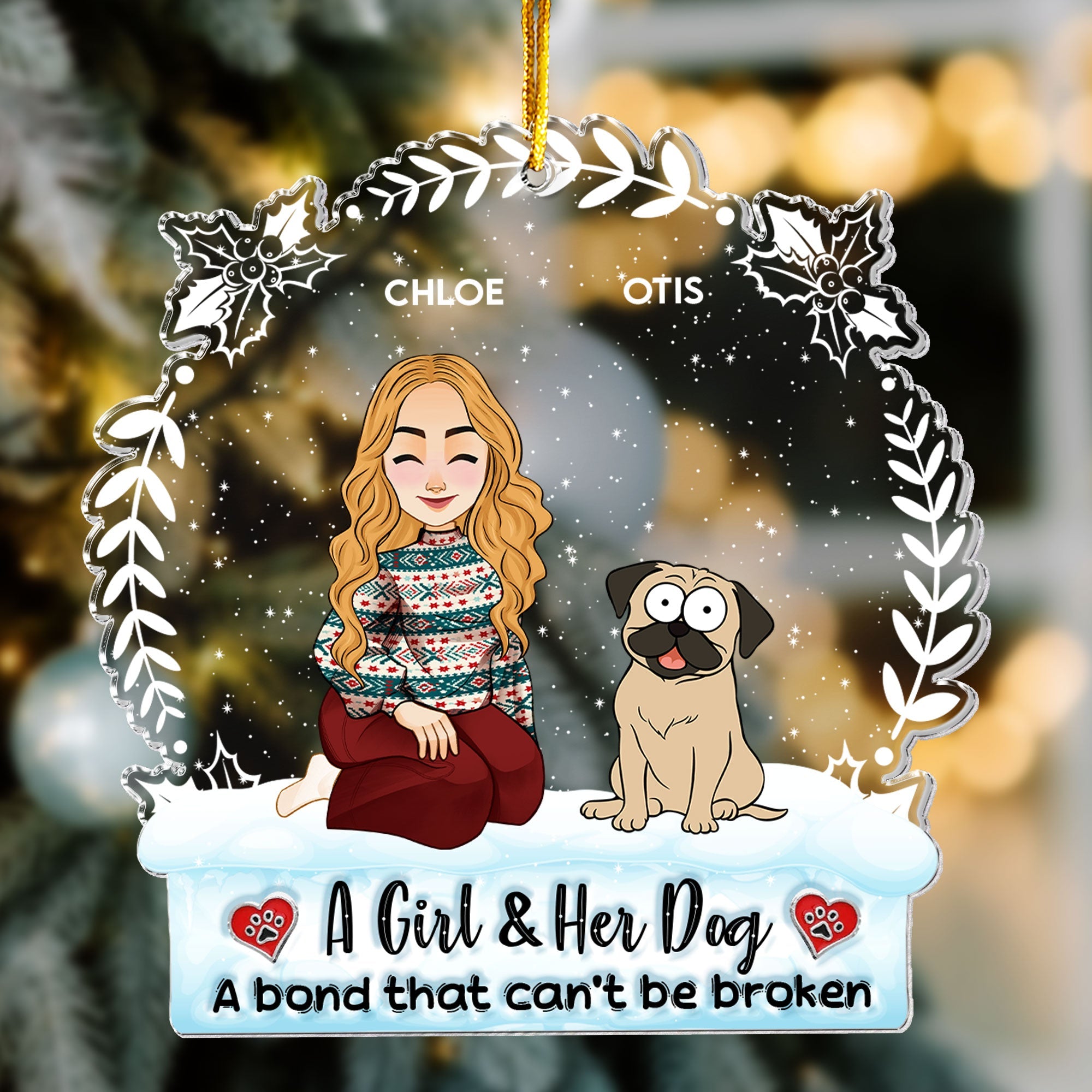 Bond With My Dog Can't Be Broken - Personalized Acrylic Ornament