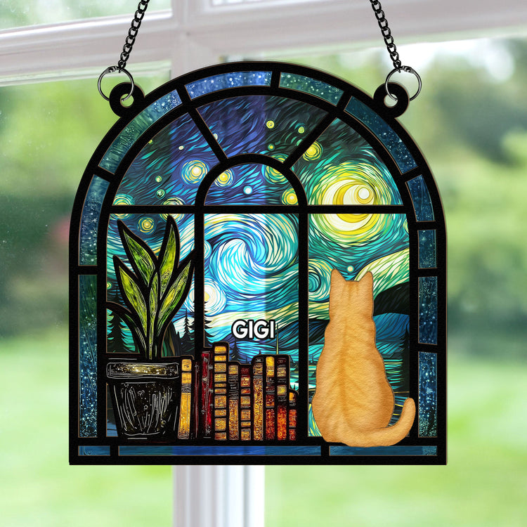 Books-And-Cats-On-The-Window-Personalized-Window-Hanging-Suncatcher-Ornament_3