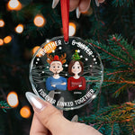 Brother & Sister Forever Linked Together - Personalized Glass Ornament