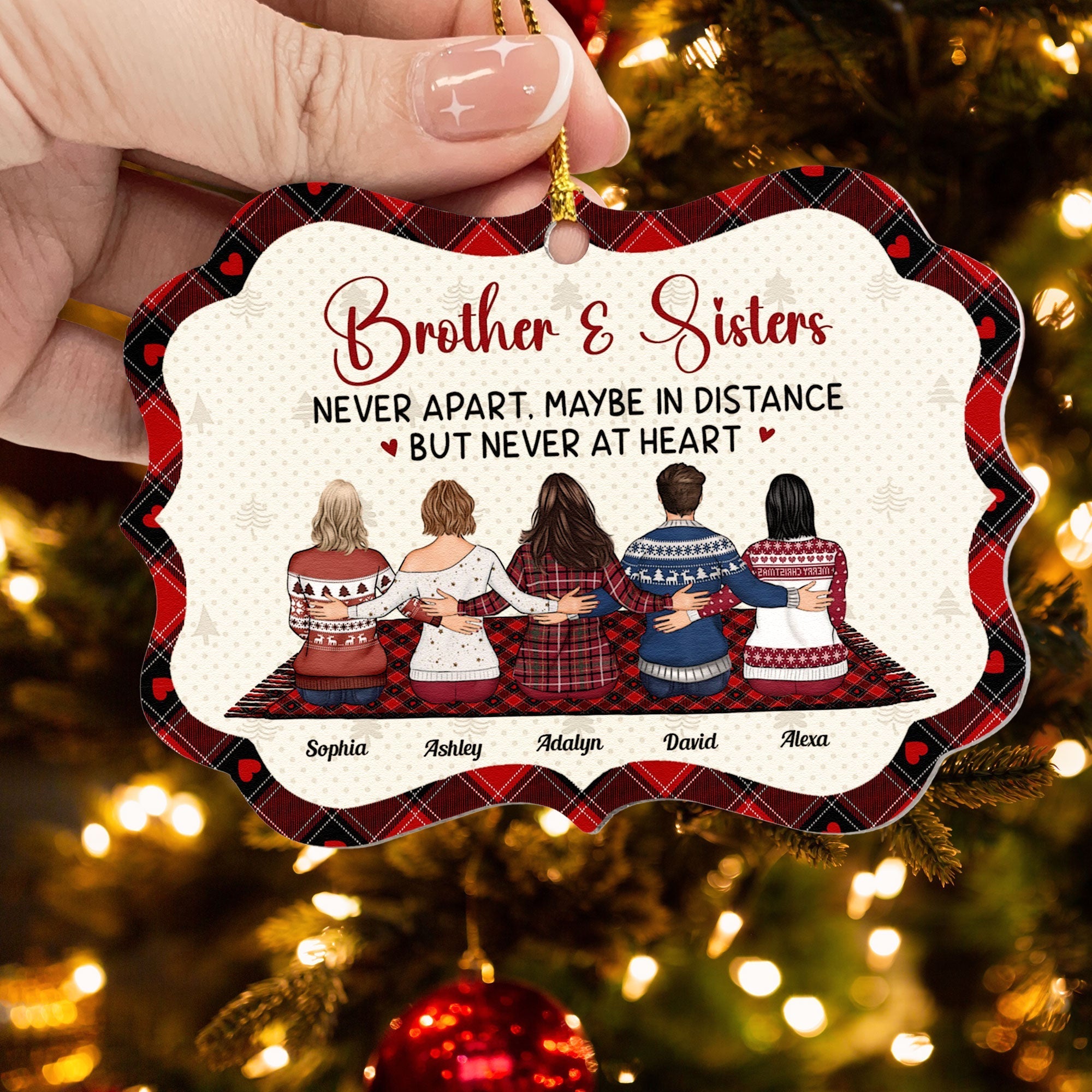 Brother & Sister Never Apart - Personalized Aluminum Ornament