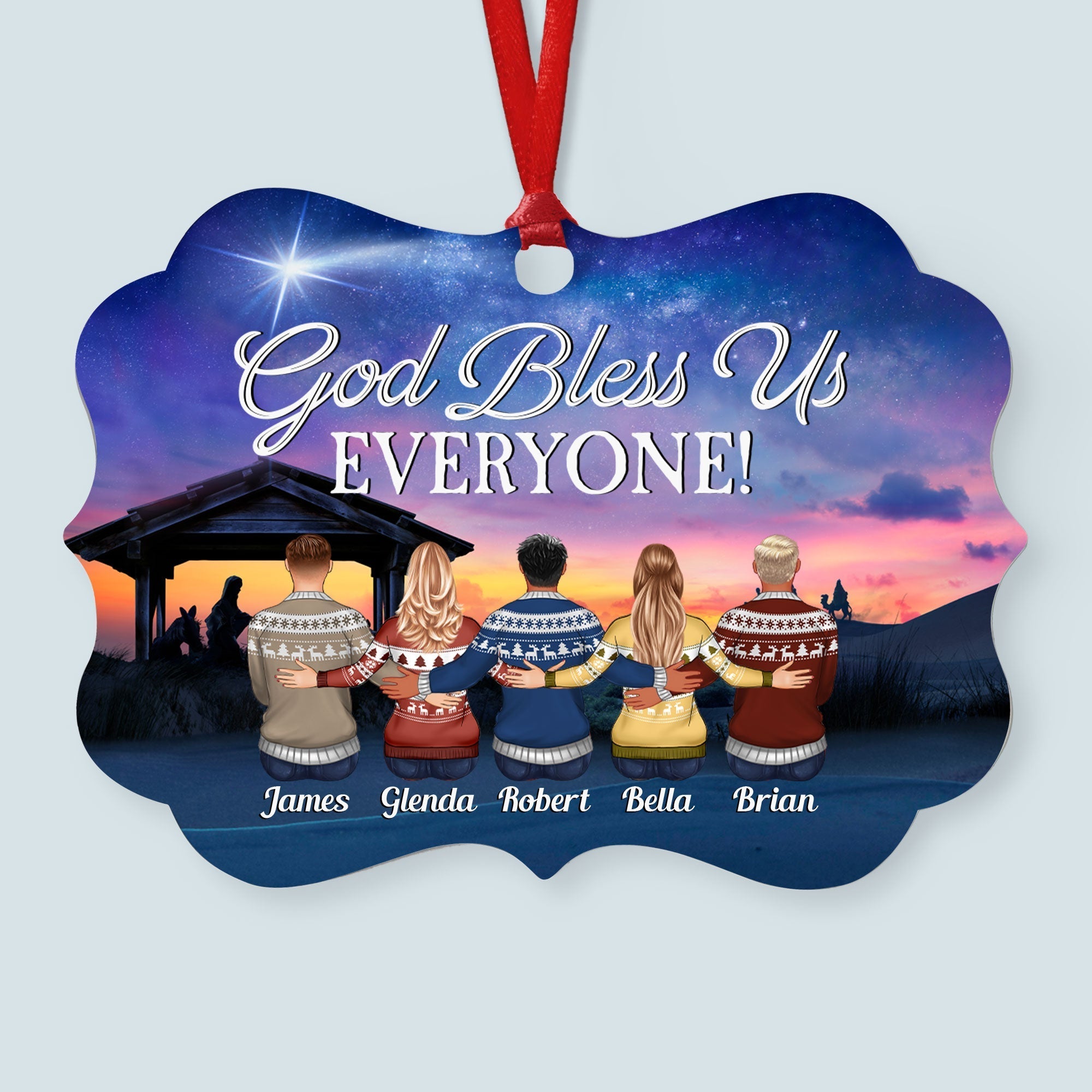 Brothers & Sisters Are God Way Of Making Sure We Never Walk Alone - Personalized Aluminum Ornament - Christmas Gift For Brothers & Sister, Cousins - Family Hugging