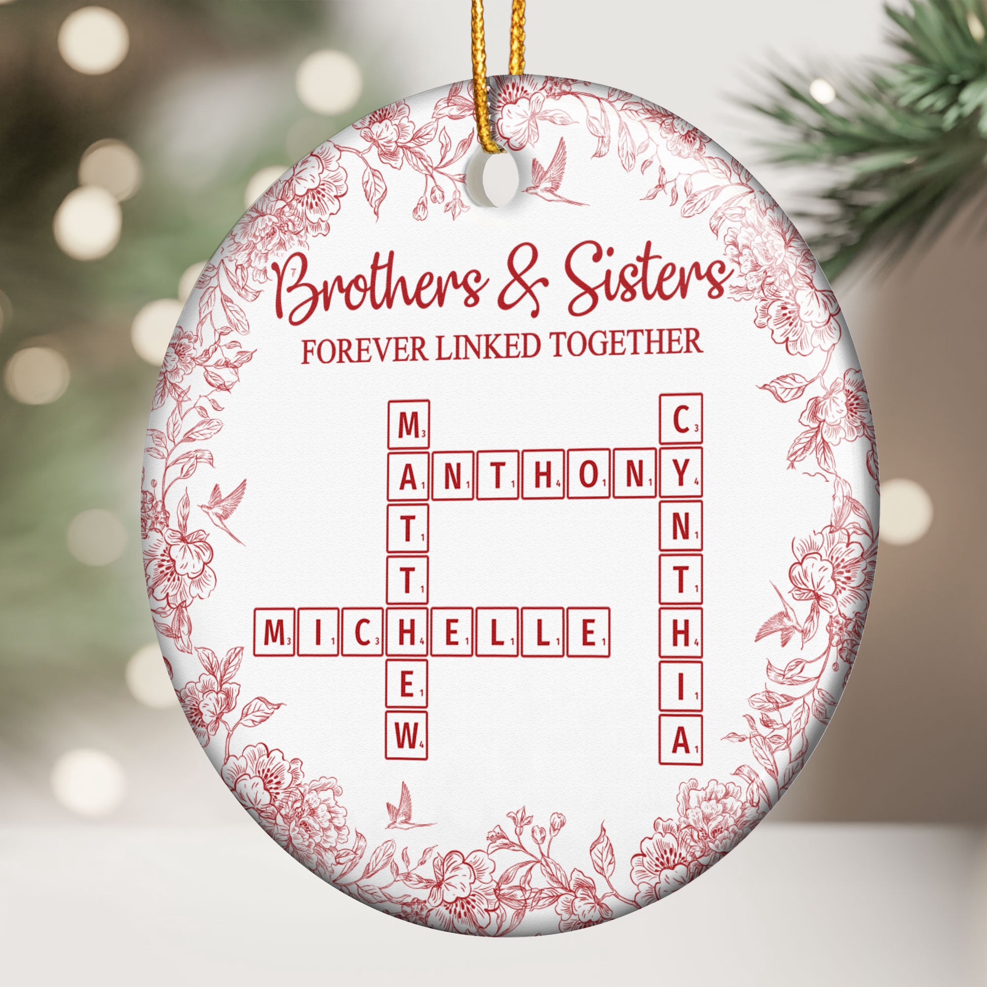 Brothers & Sisters Forever Linked Together - Personalized Ceramic Ornament