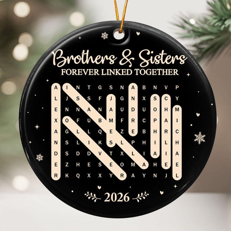 Brothers_Sisters_Forever_Linked_Together_Custom_Word_Search_Personalized_Ornament_2