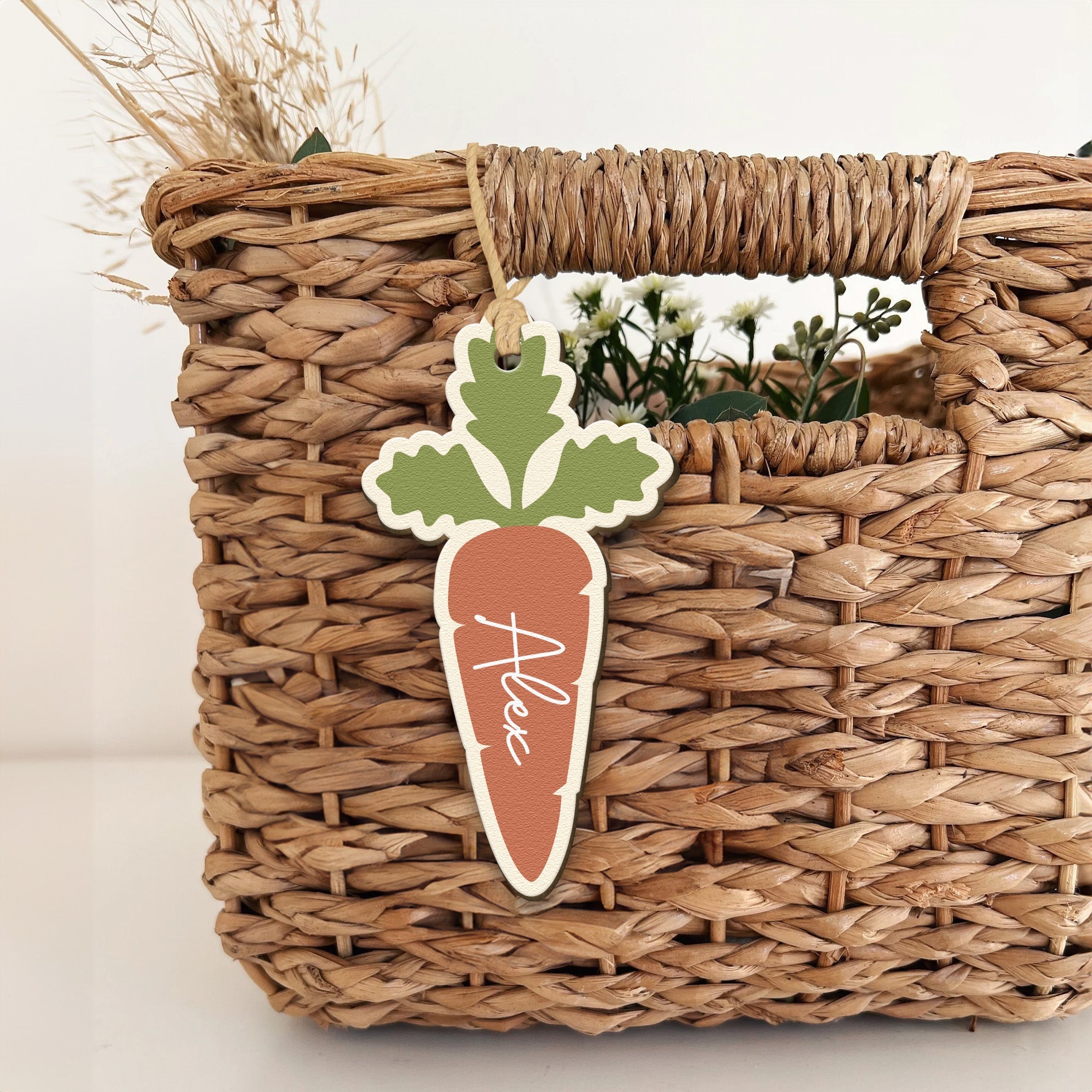 Carrot Bunny Rabbit Easter Custom Name Tag For Kid - Personalized Easter Basket Tags