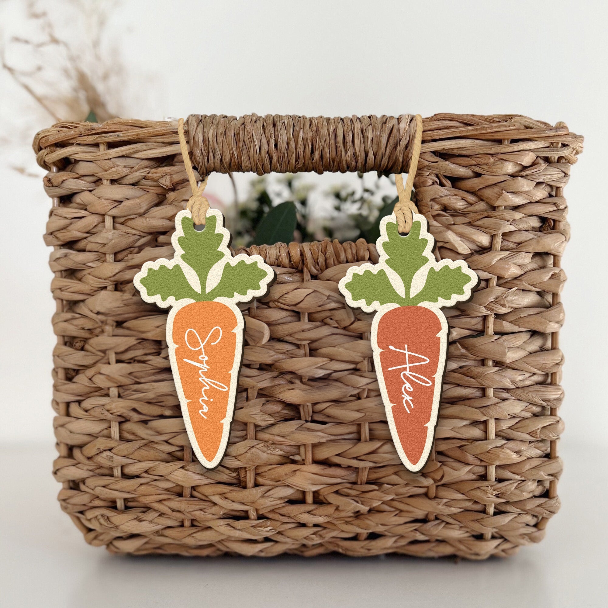 Carrot Bunny Rabbit Easter Custom Name Tag For Kid - Personalized Easter Basket Tags