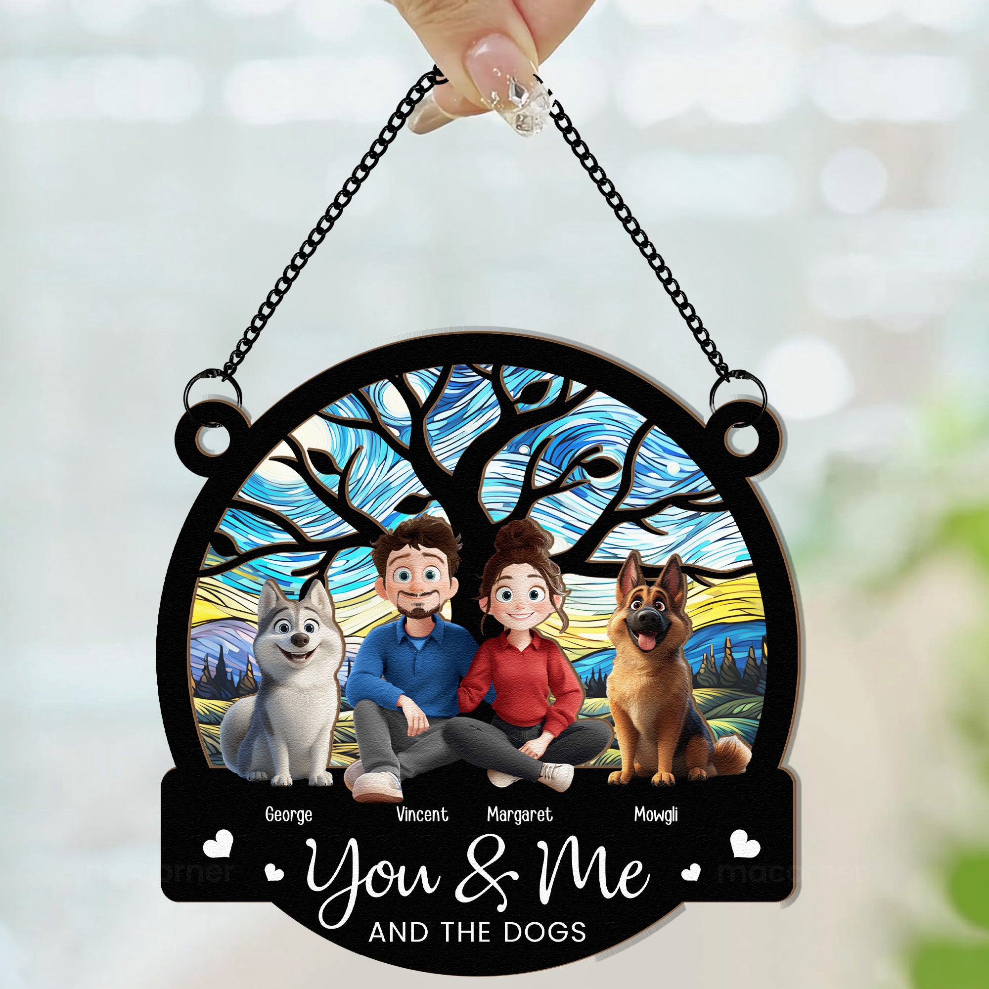 Cartoon-Version-You-_-Me-And-The-Dogs-Personalized-Window-Hanging-Suncatcher-Ornament_2