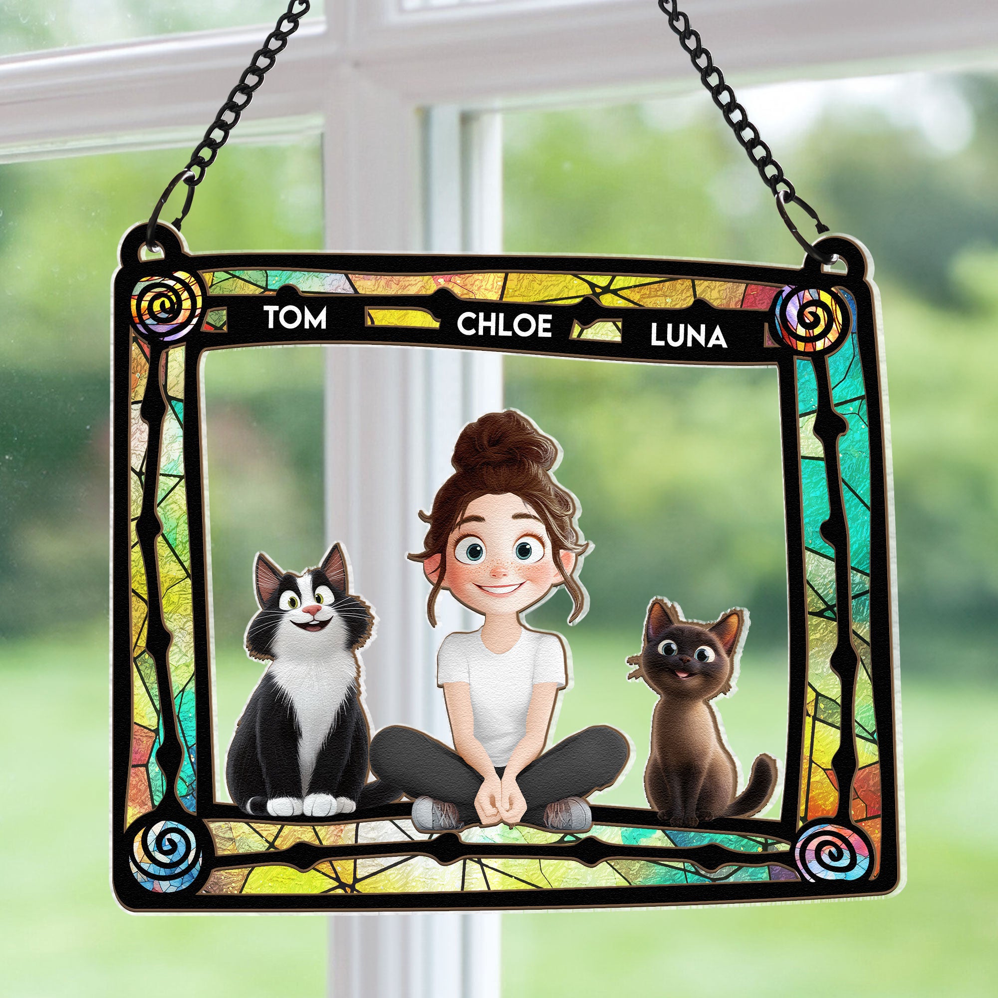Cat-Mom-And-Her-Cats-Personalized-Window-Hanging-Suncatcher-Ornament_1