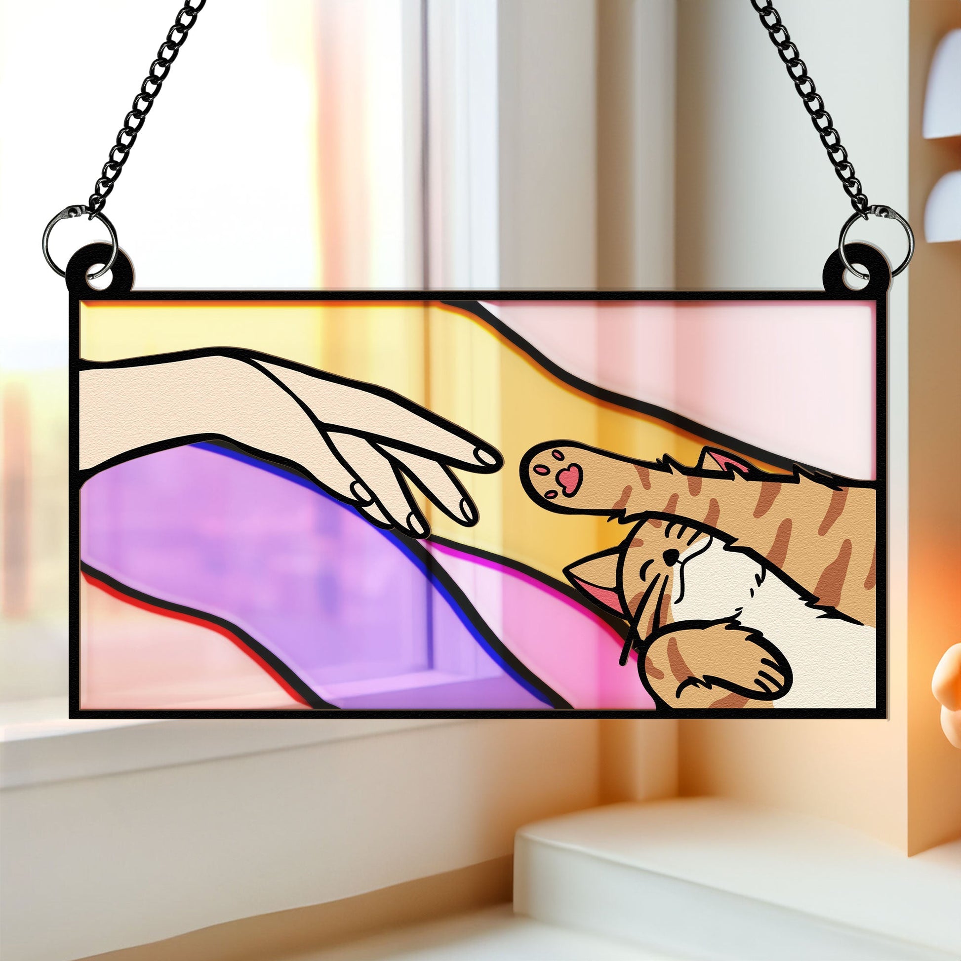 Cat-Reaching-For-Hand-Personalized-Window-Hanging-Suncatcher-Ornament_1