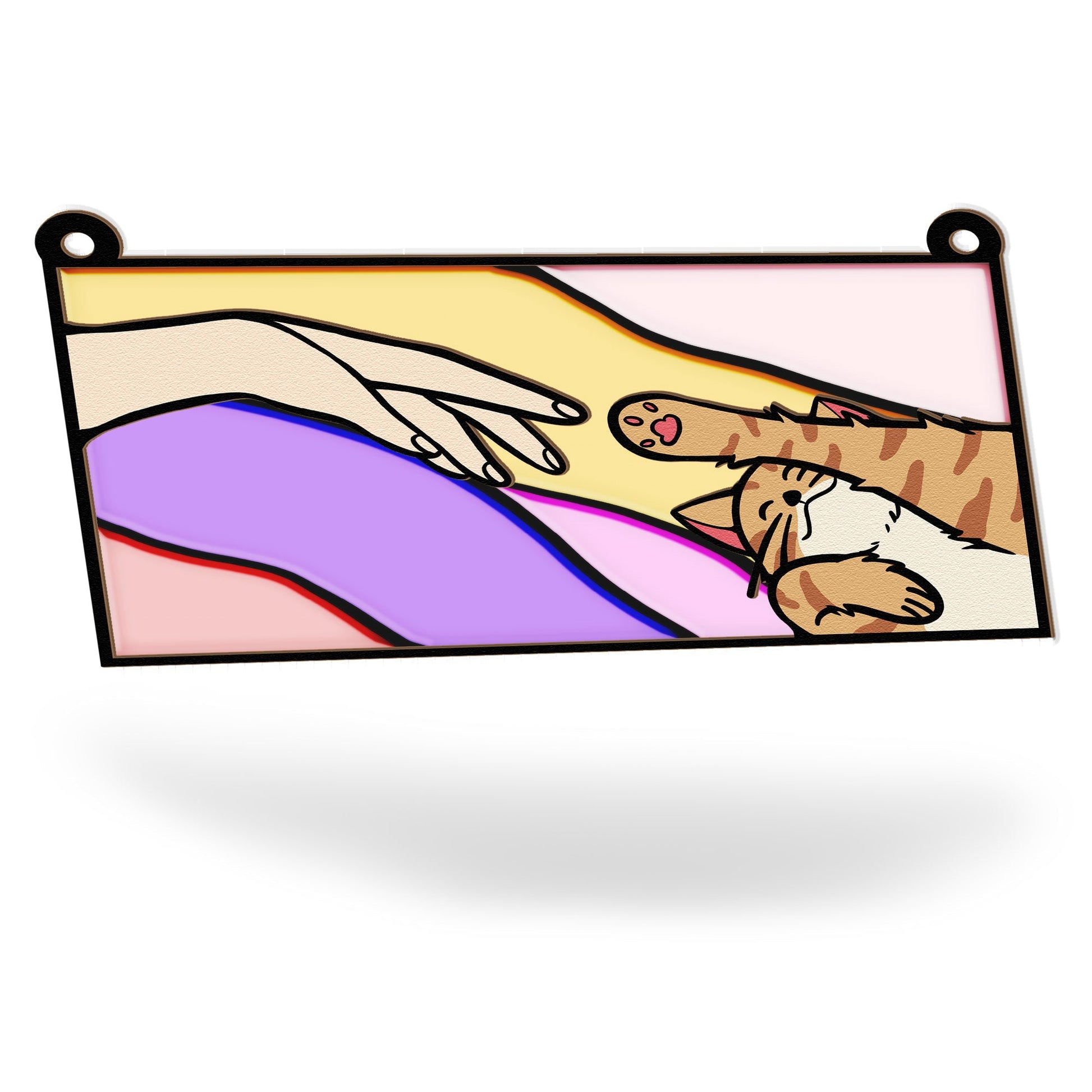 Cat-Reaching-For-Hand-Personalized-Window-Hanging-Suncatcher-Ornament_4