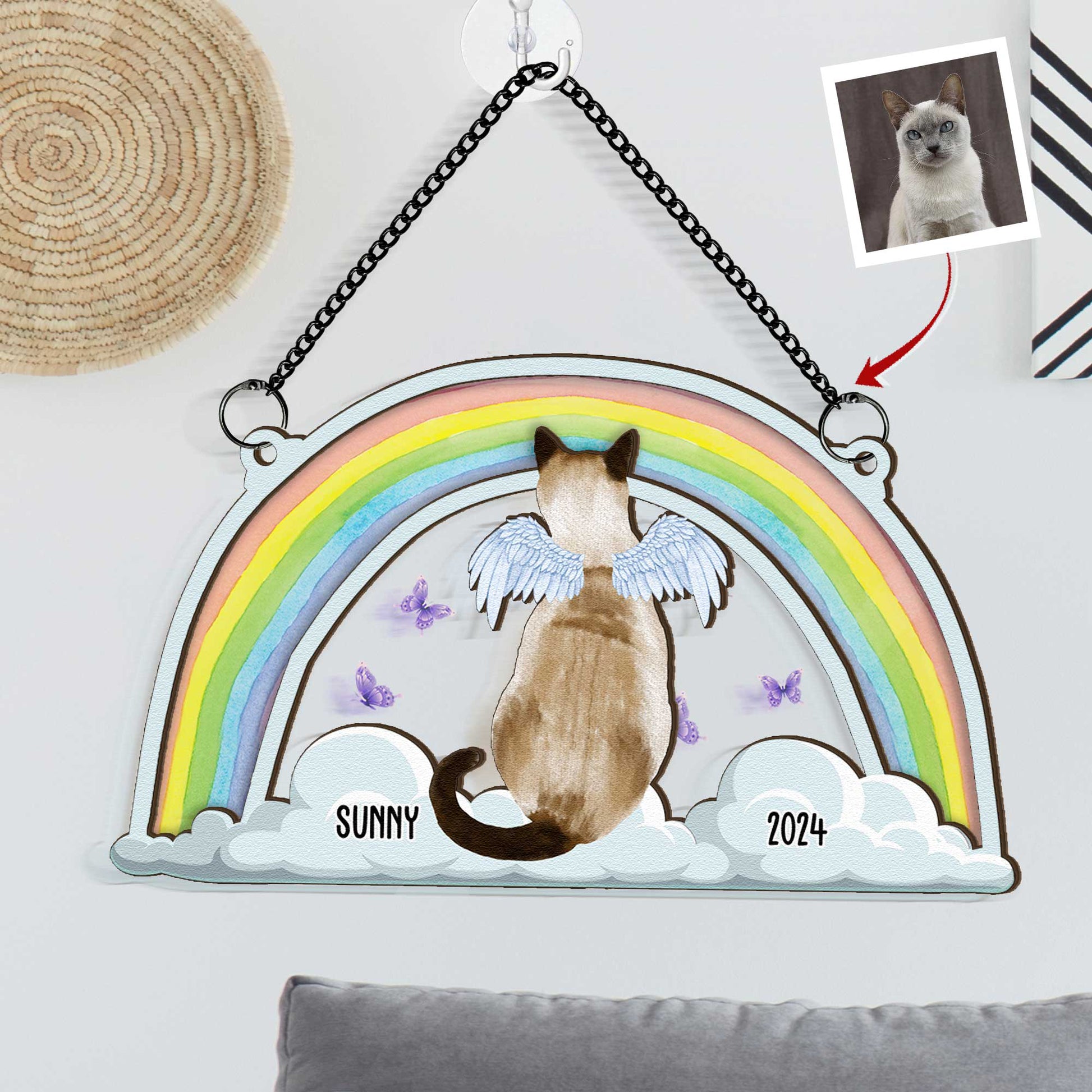 Cat-Sits-At-The-Rainbow-Bridge-Personalized-Window-Hanging-Suncatcher-Ornament_3